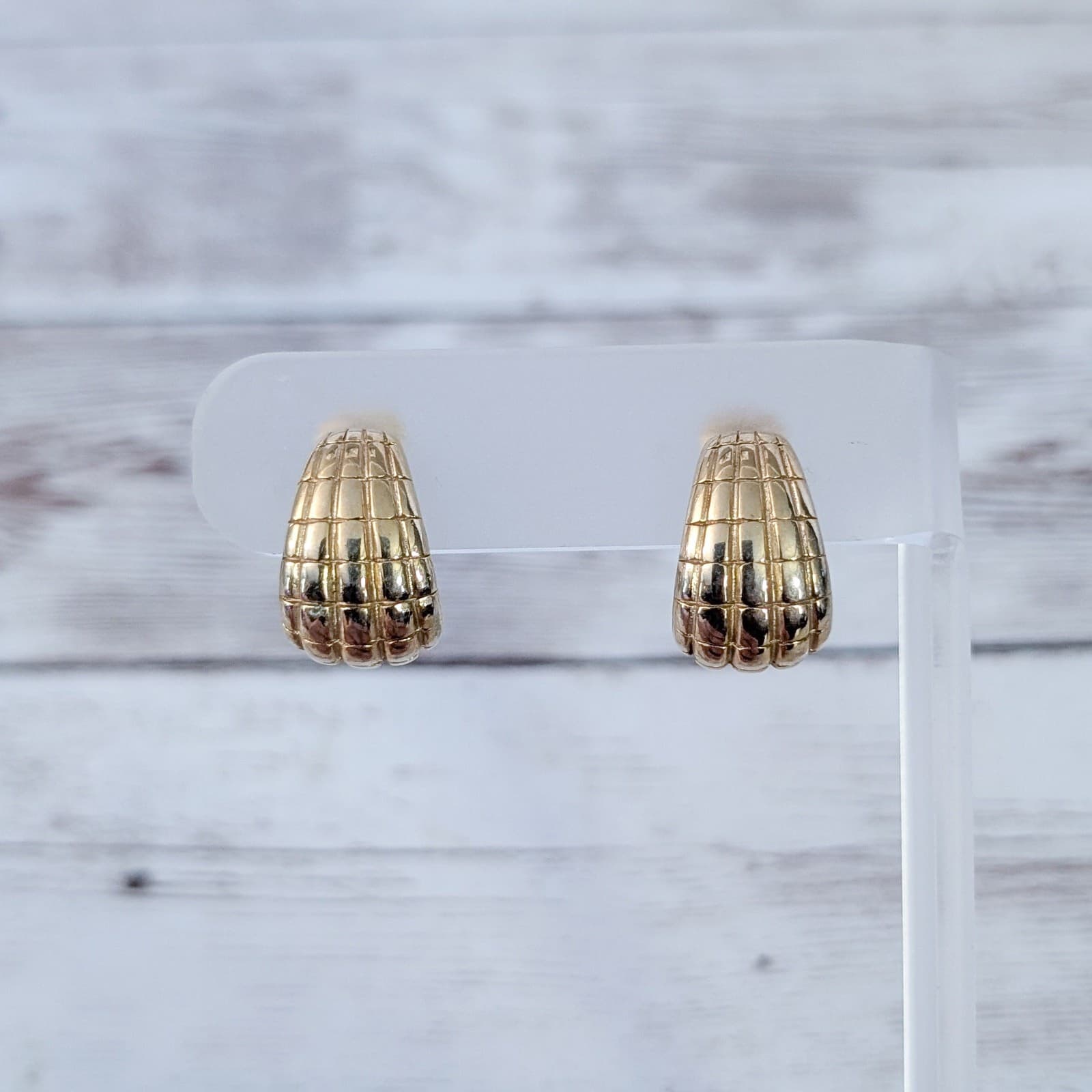 Vintage Avon Clip On Earrings Chunky Gold Tone with Design