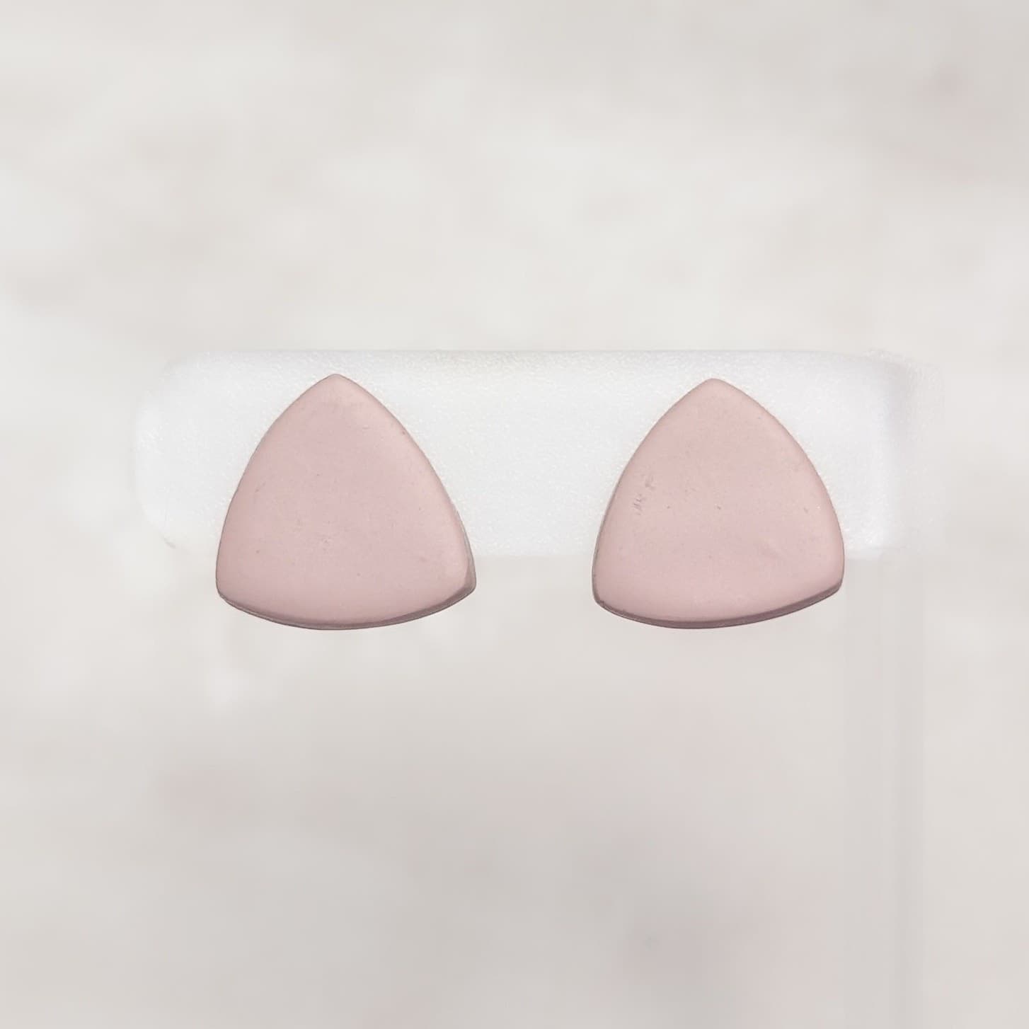 Vintage Clip On Earrings Dusky Mauve Tone Rounded Triangle 7/8"