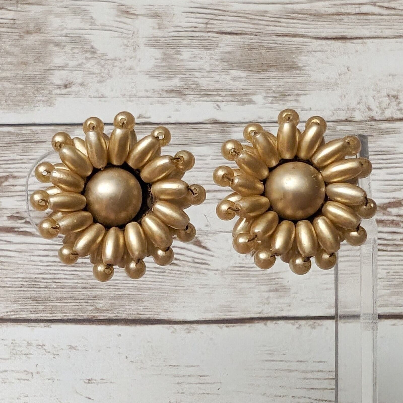 Vintage Clip On Earrings - Unusual Color Faux Pearls 1"