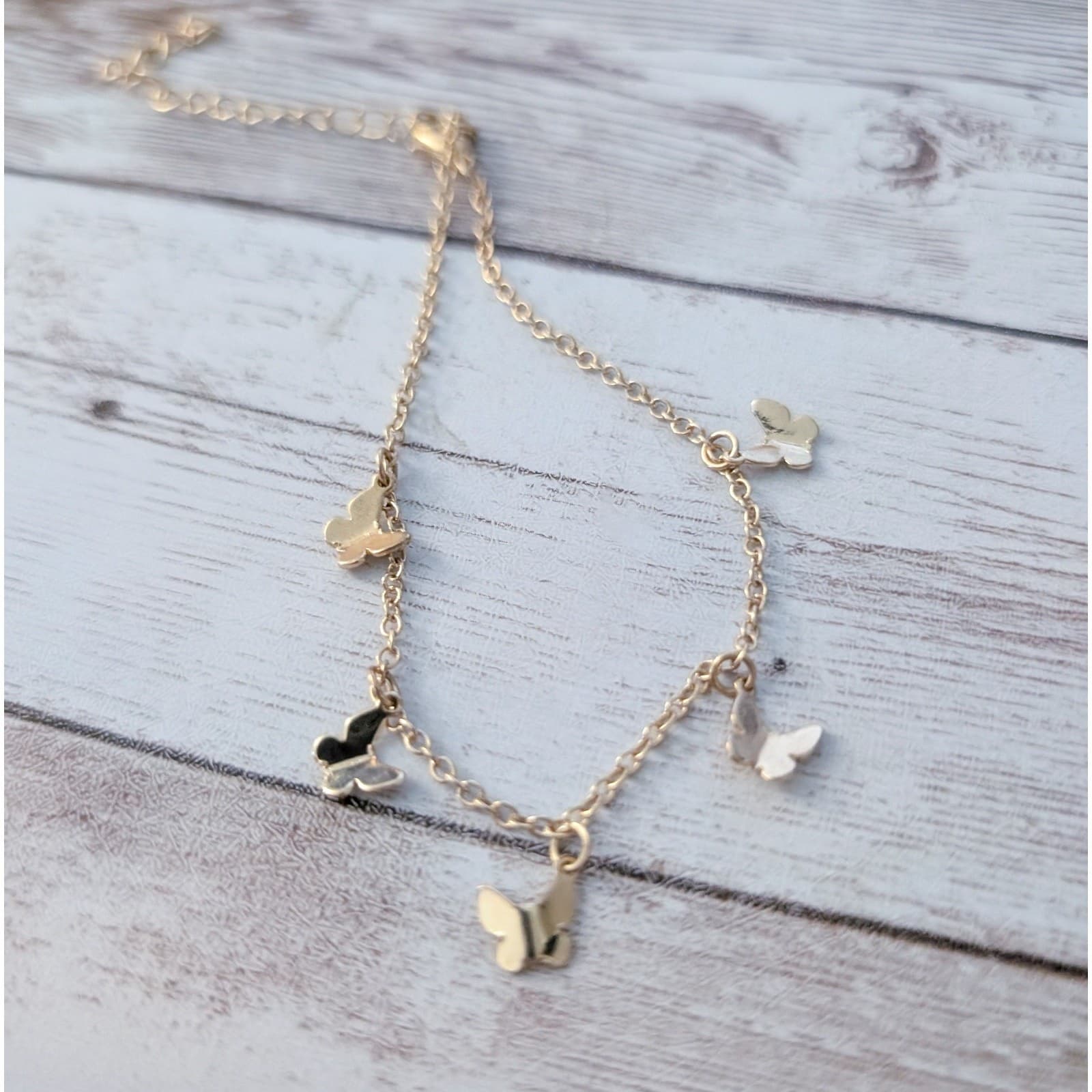 Gold Tone Butterfly Charm Bracelet