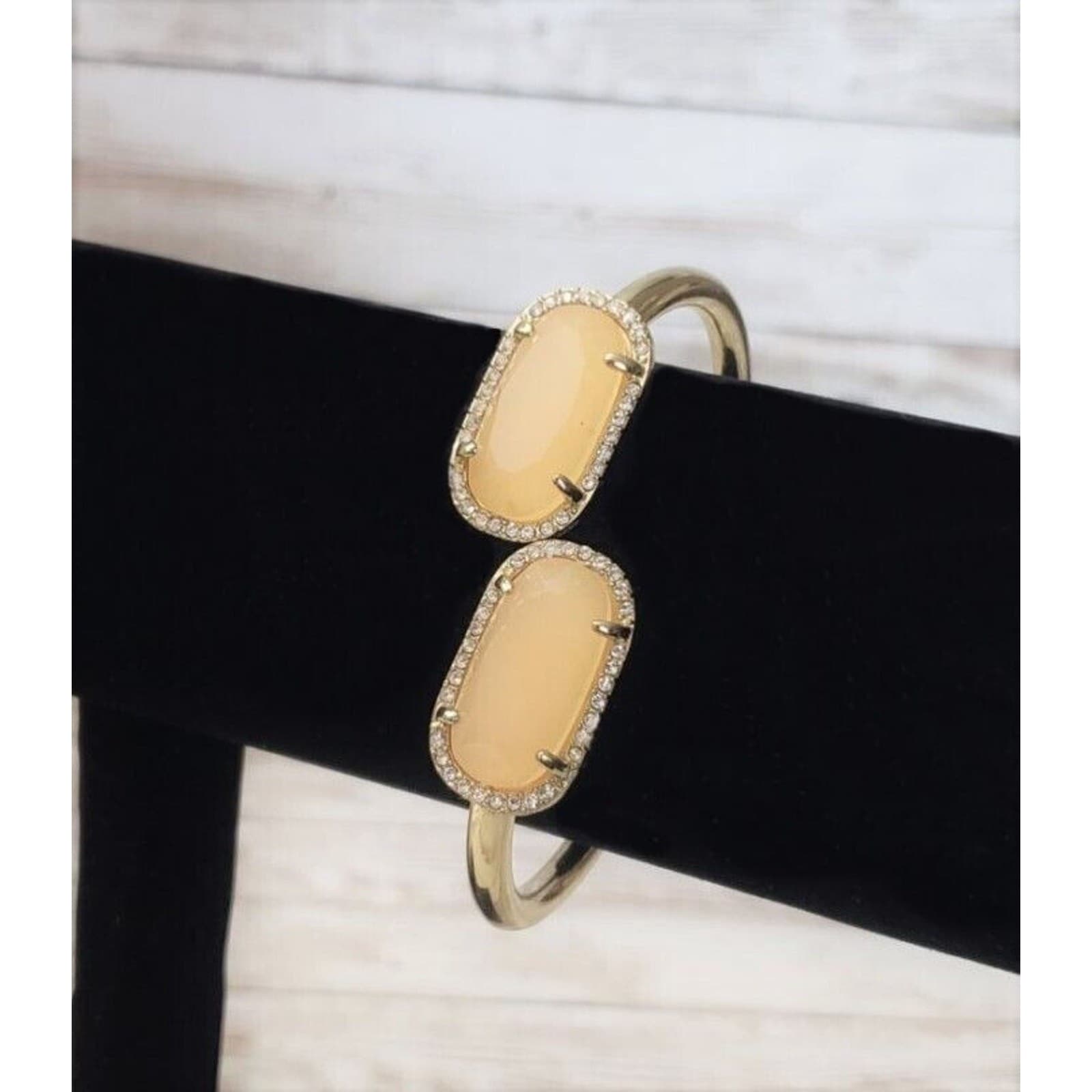 Vintage Hinged Bracelet - Apricot Gems with Clear Gem Halo
