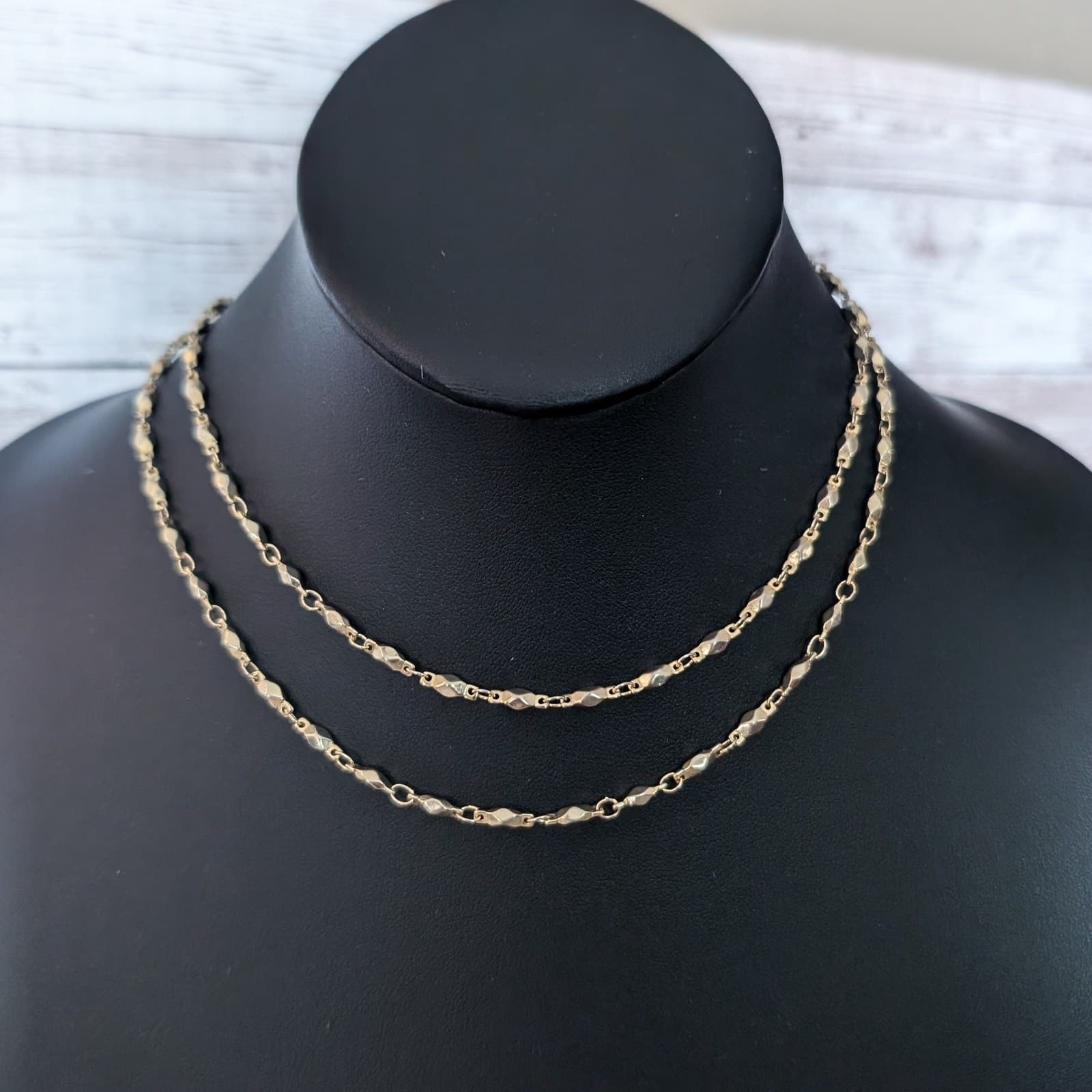 Vintage Necklace 30" Fancy Gold Tone - Very Long But Can Be Layered