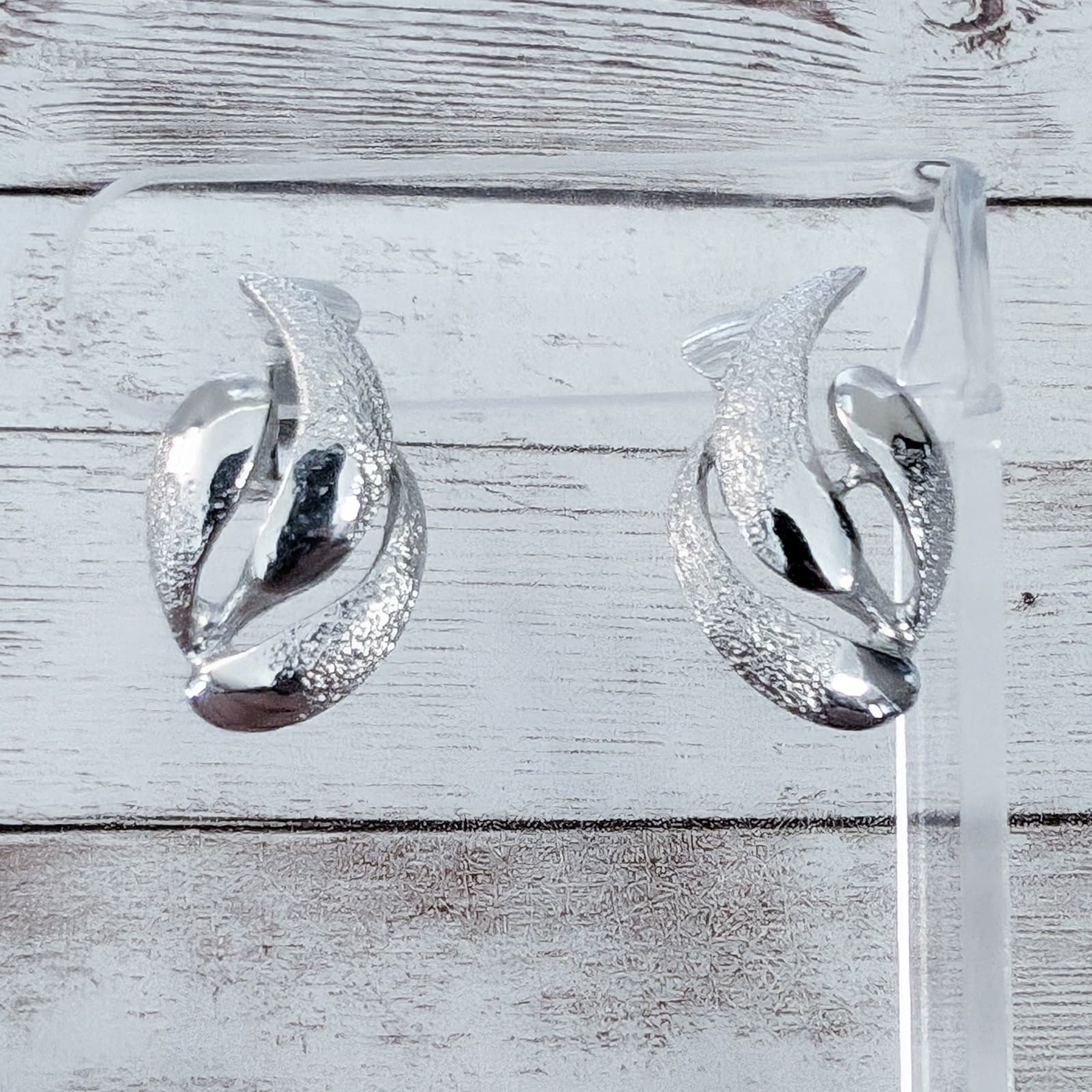 Vintage Clip On Earrings 1 & 1/8" Stylish Silver Tone