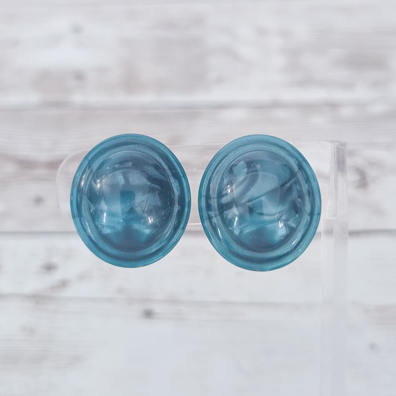 Vintage Clip On Earrings Dark Turquoise/Teal Tone Oval