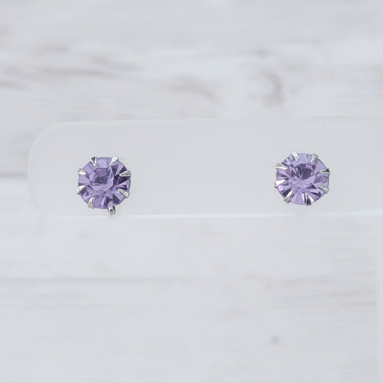 Light Purple Gem Stud Earrings - 3/8"