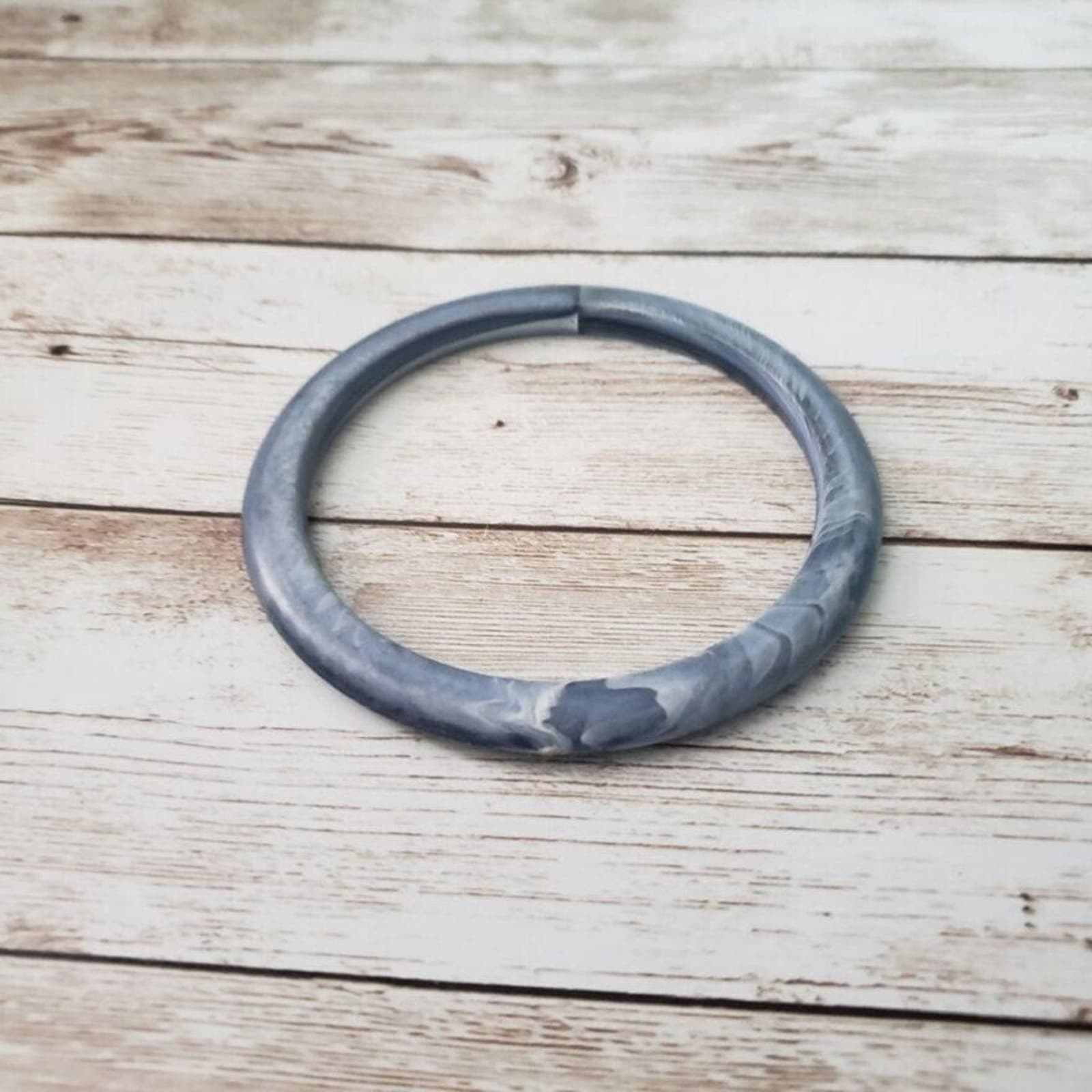 Vintage Bracelet / Bangle Dusky Blue with White Marbled Effect