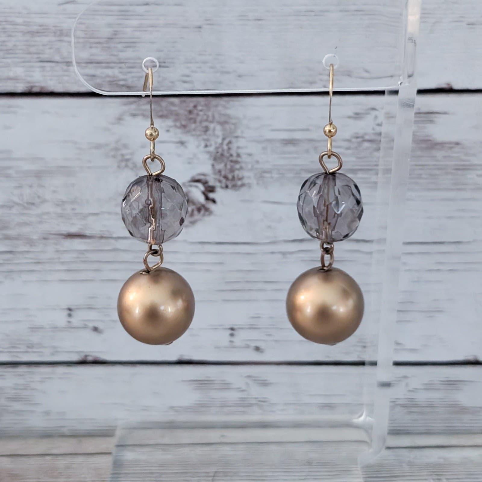 Vintage Earrings Bronze & Smokey Tones Dangle for Pierced Ears