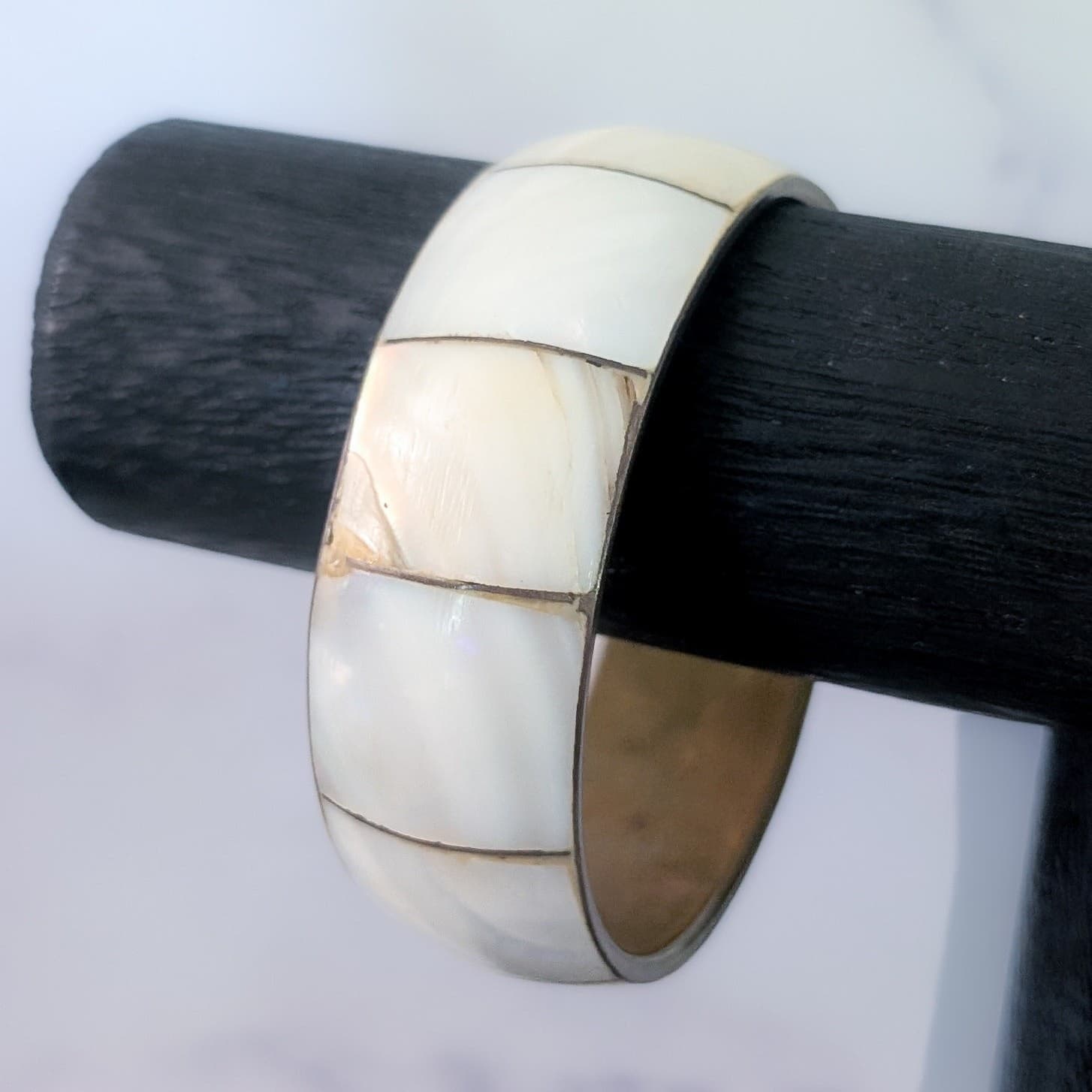 Vintage Bracelet Brass & Mother of Pearl Bangle