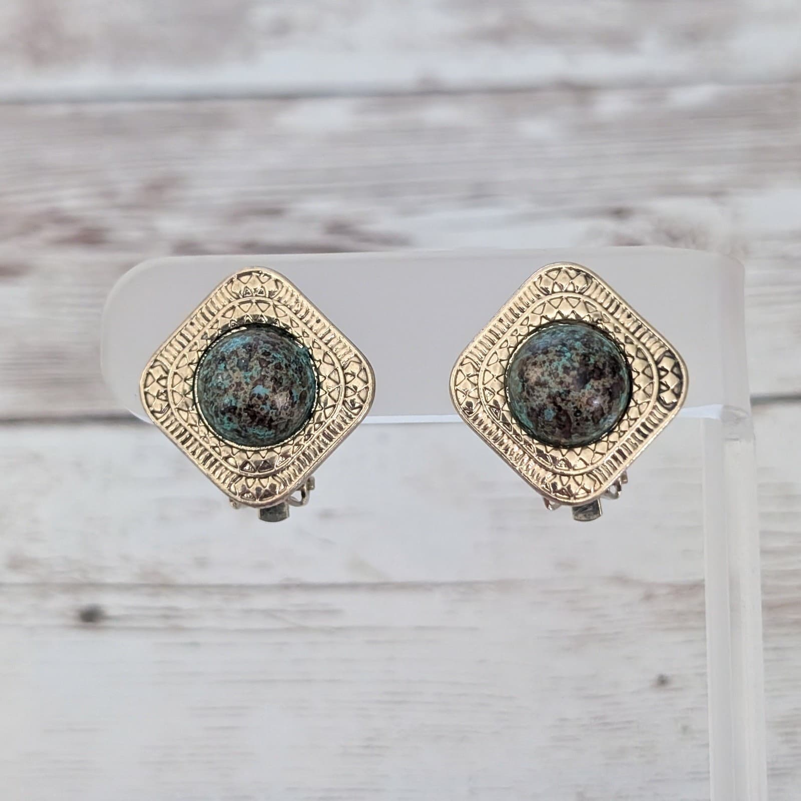 Vintage Clip On Earrings Regal Unusual Statement Earrings