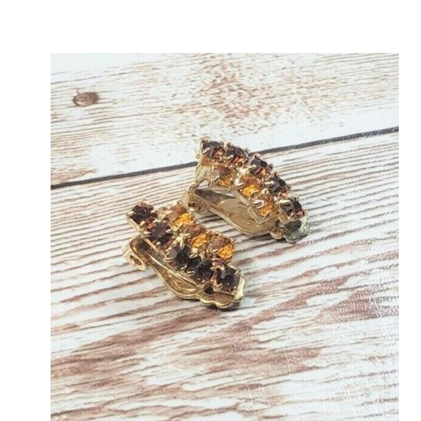 Vintage Clip On Earrings - Beautiful Autumn Fall Tones
