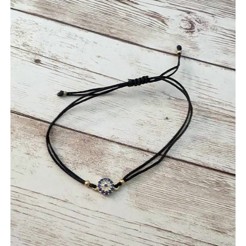 Very Dainty Corded Bracelet with Blue & Clear Gems