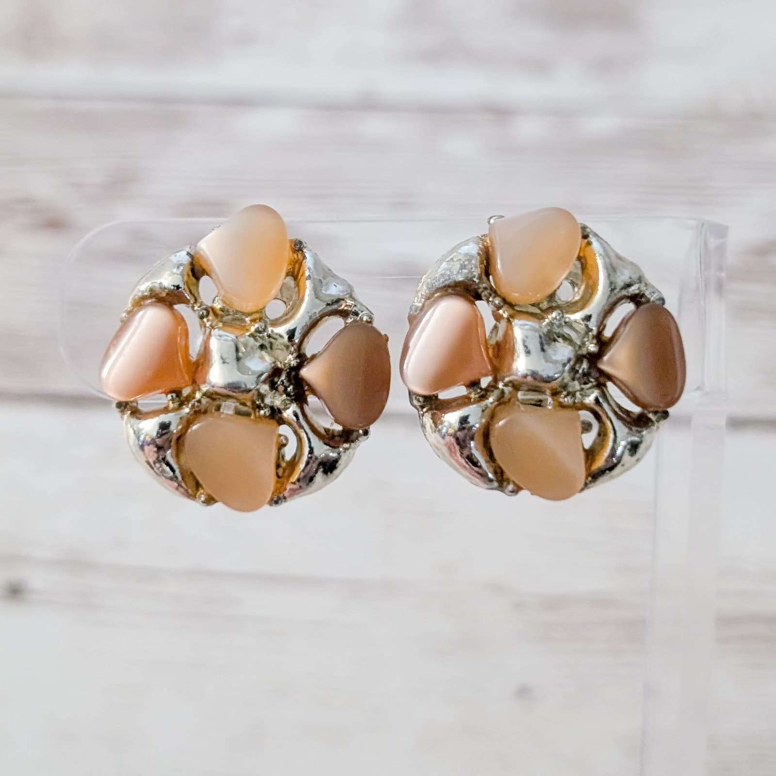 Vintage Clip On Earrings Just Over 7/8" Unusual