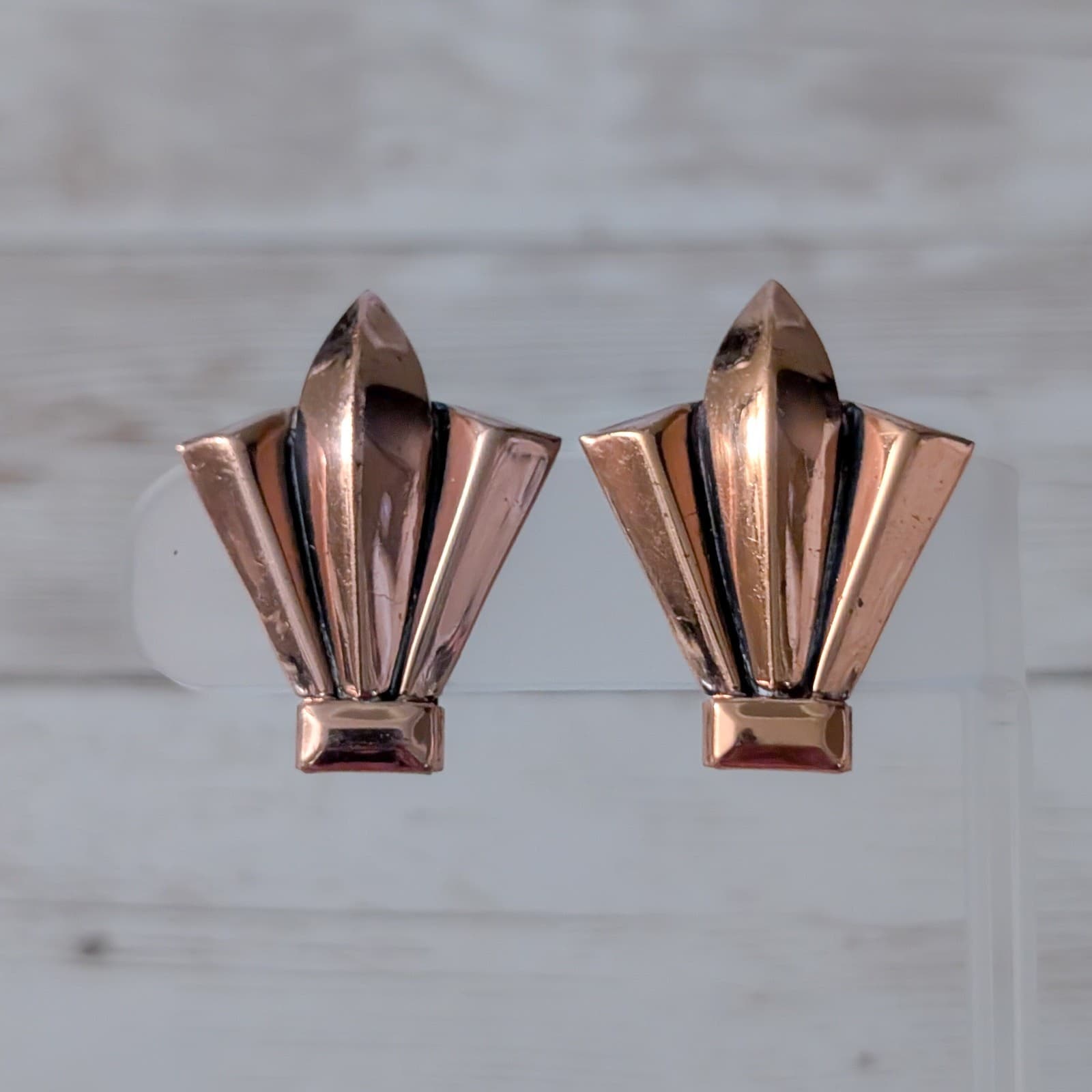 Vintage Renoir Clip On Earrings Large Copper Earrings