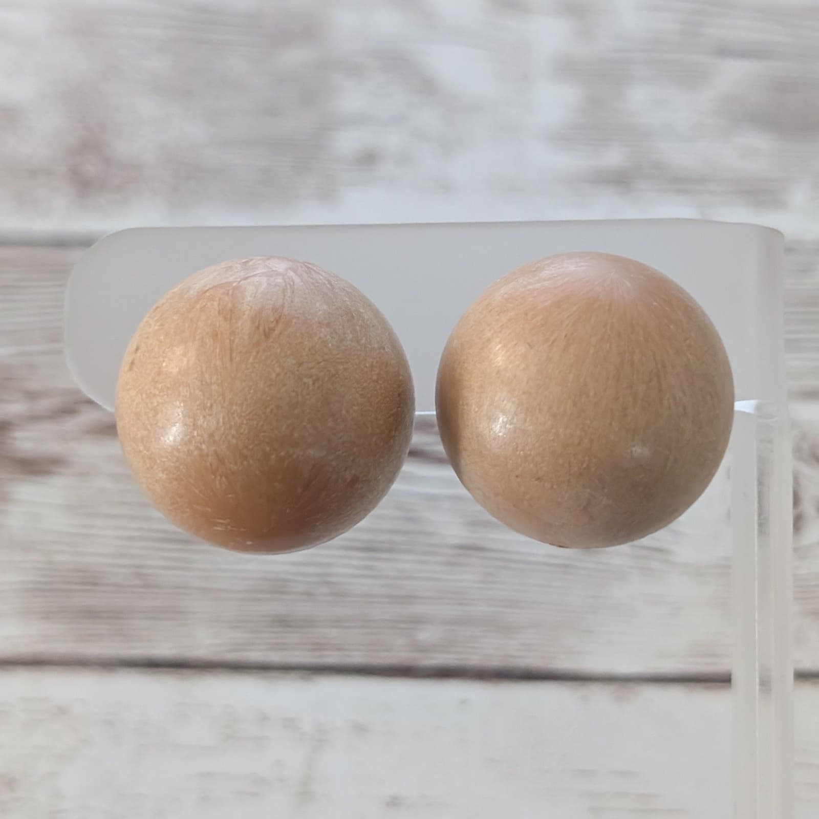 Vintage Clip On Earrings Retro Tan Domed Just Over 7/8"