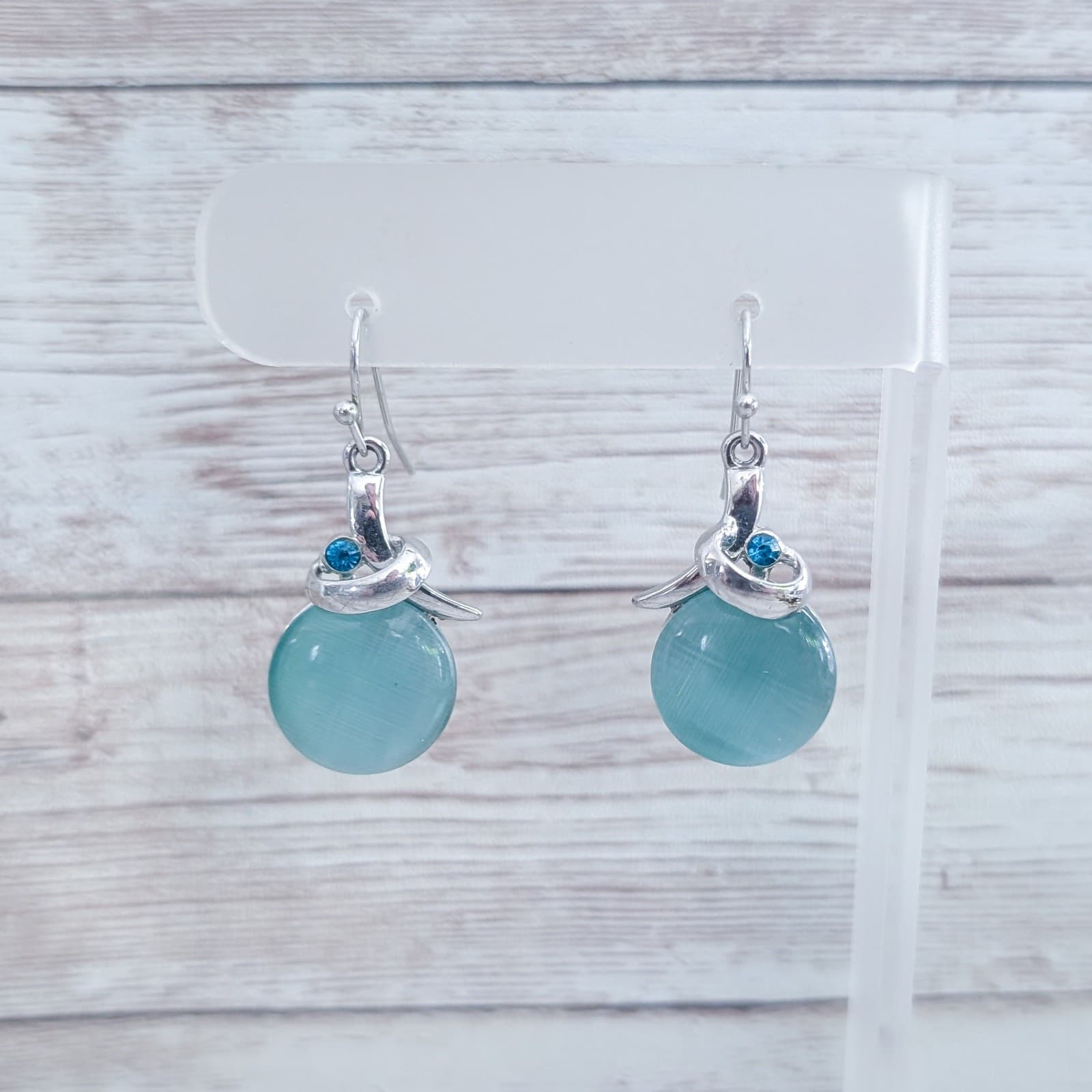 Vintage Light Blue/Turquoise Tone Dangle Earrings For Pierced Ears