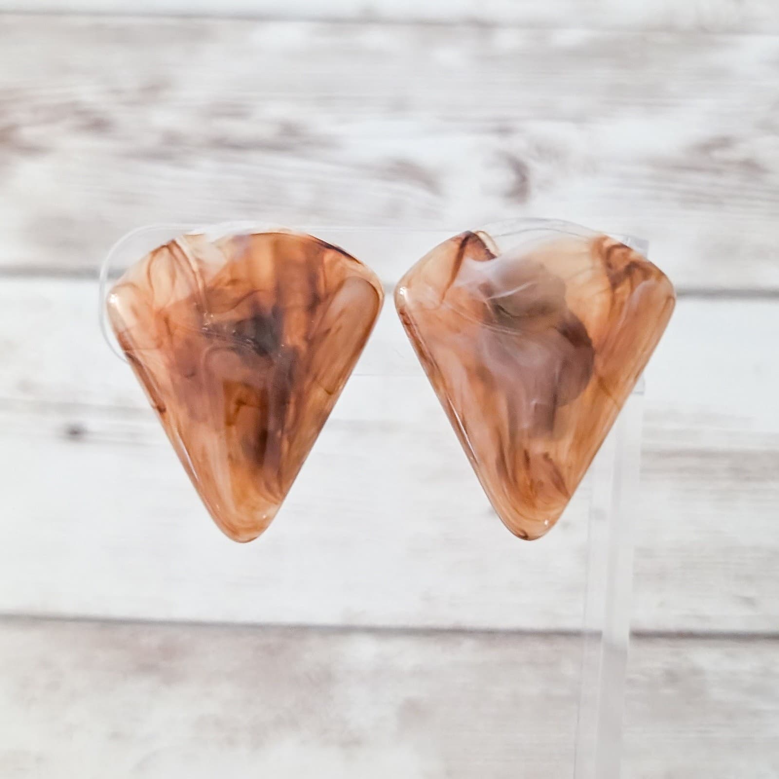 Vintage Clip On Earrings Unusual Statement Triangle Large