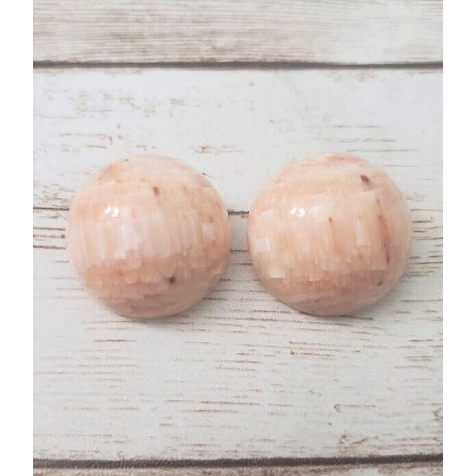 Vintage Clip On Earrings - Dusky Pink? Domed Circle 7/8"