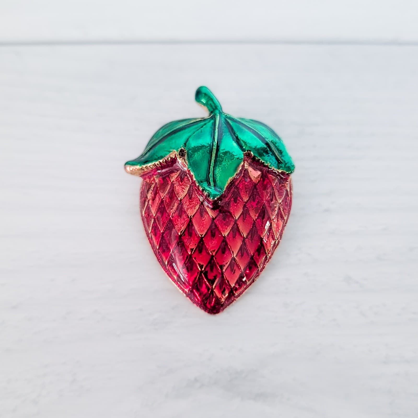 Vintage Brooch / Vintage Pin Large Strawberry Statement Summer 1 & 7/8"