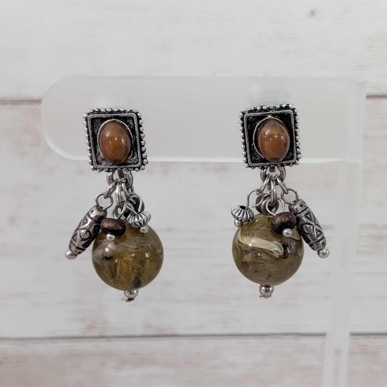 Vintage Clip On Earrings Unusual Dangle - Statement Earrings