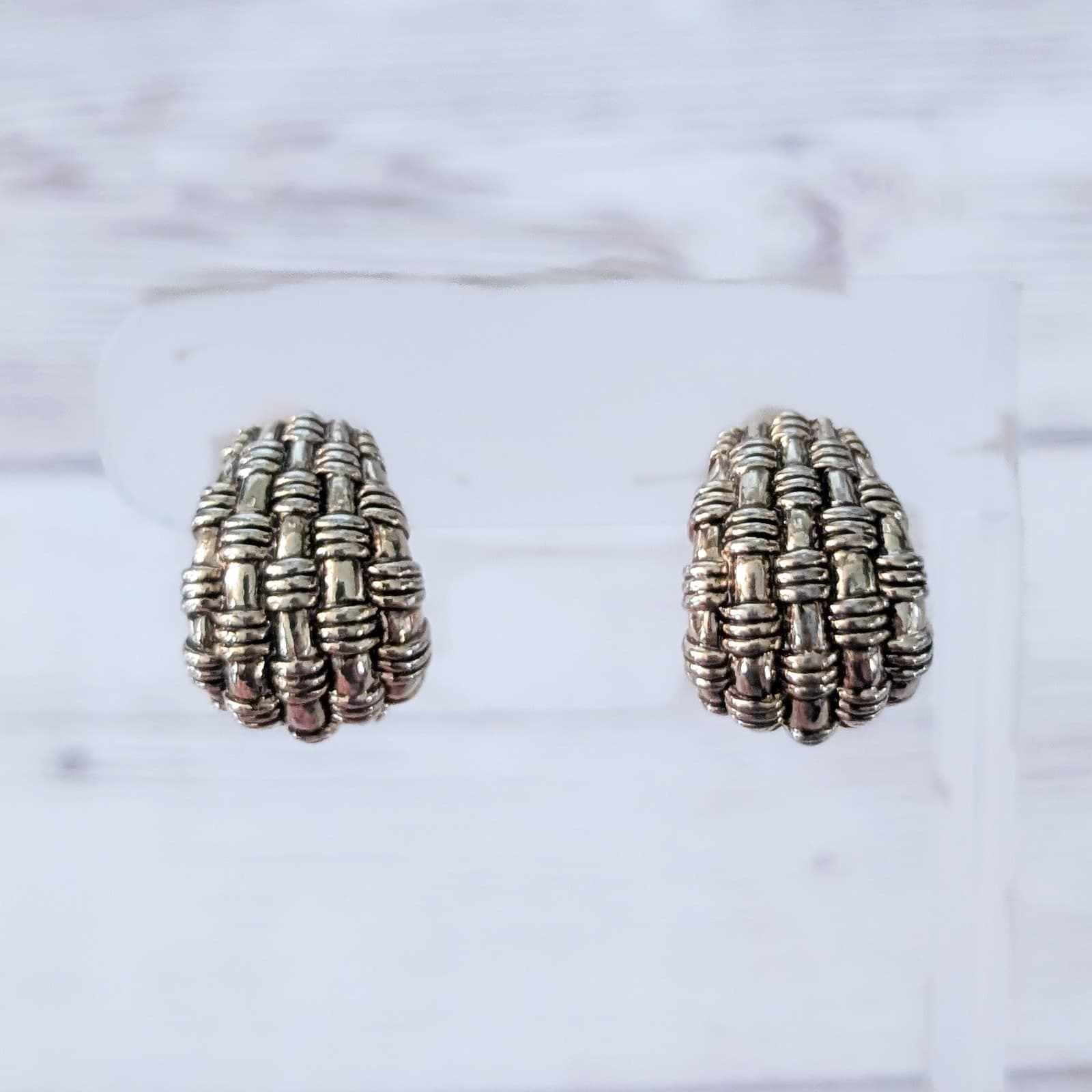Vintage Clip On Earrings Chunky Statement Gold Tone Hoop Like 7/8"