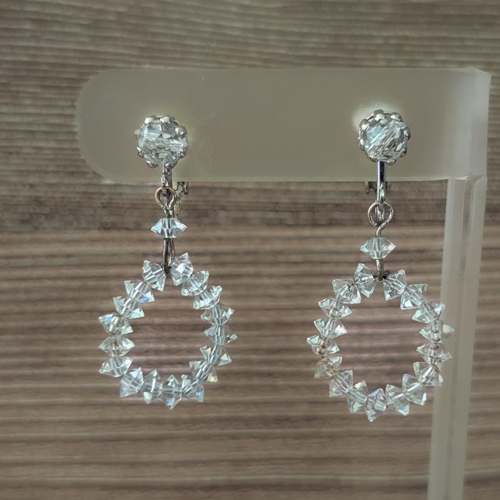 Vintage Clip On Earrings Beaded Dangle