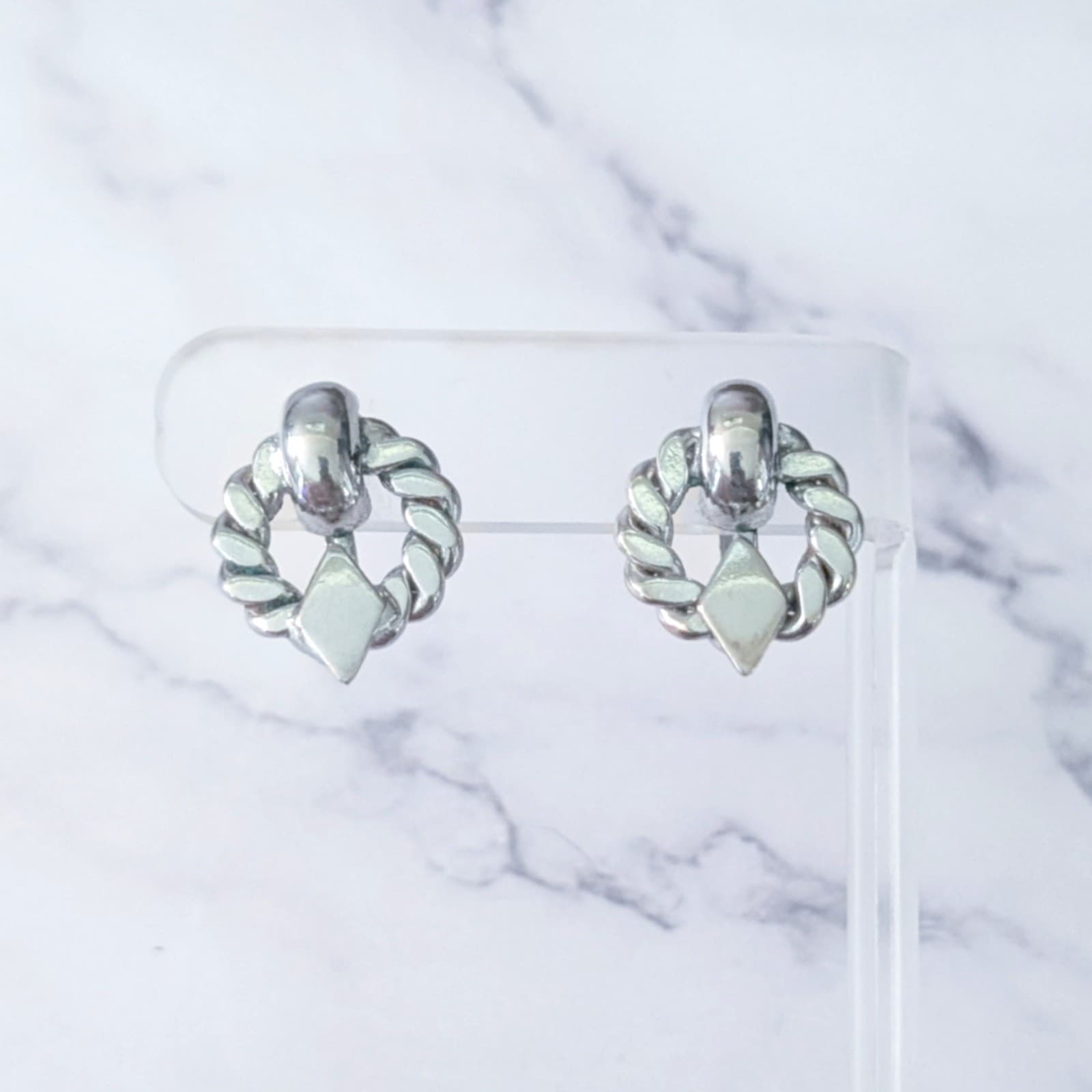 Vintage Screw On Earrings Silver Tone - Small Mark