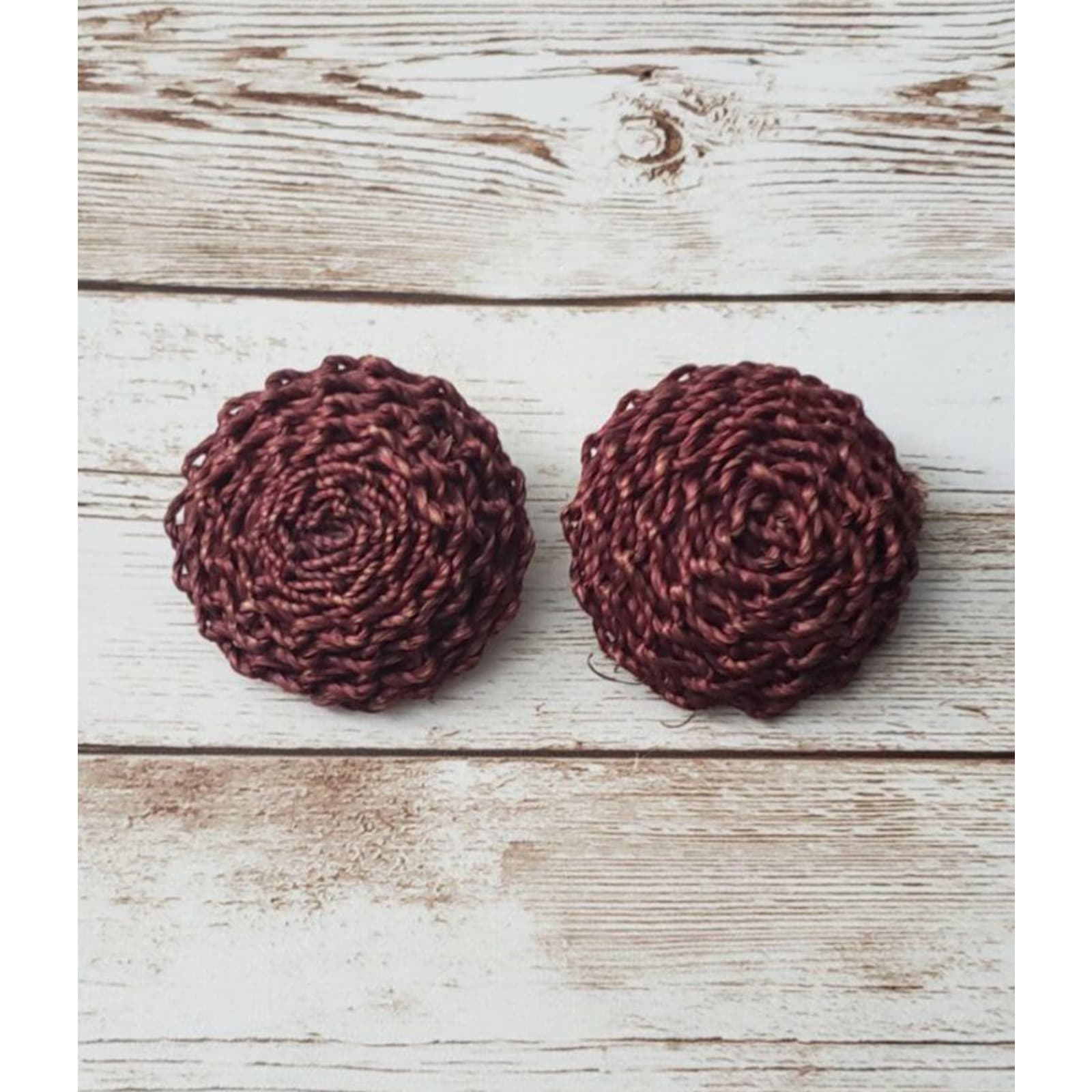 Vintage Clip On Earrings - Large Wine Colored Rope Style Statement Earrings