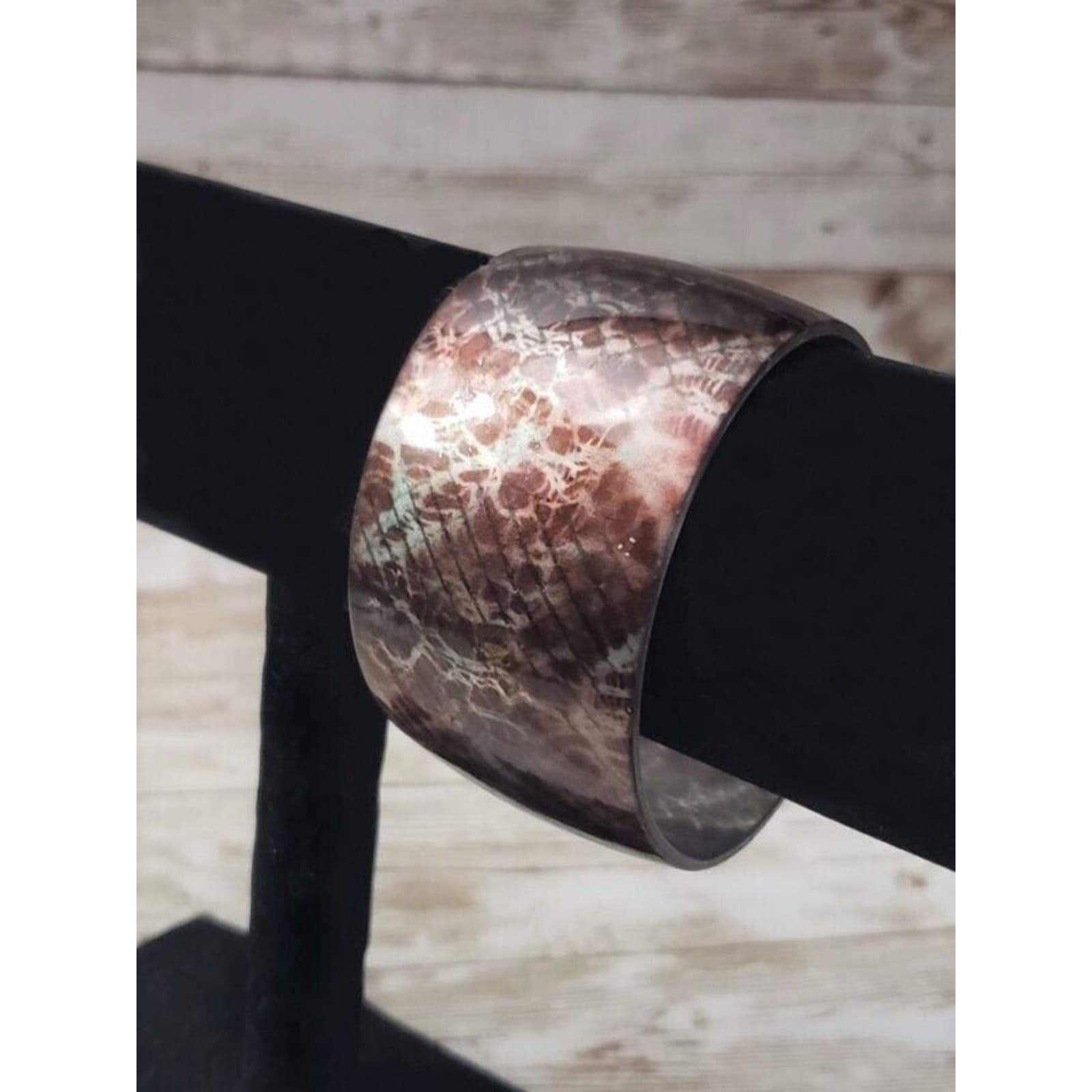 Vintage Bracelet / Cuff Chunky Brown & Grey Scale Like