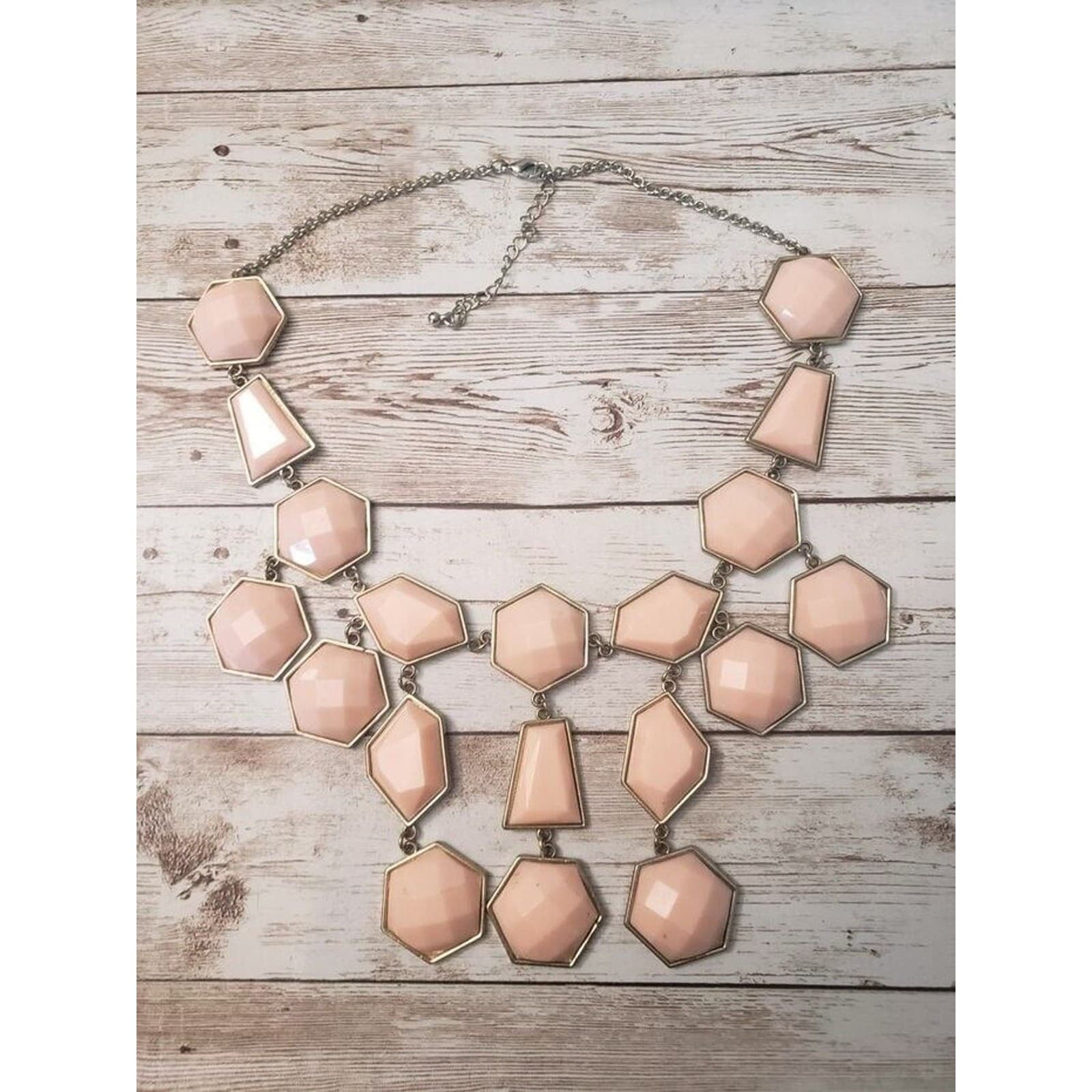 Vintage Statement Necklace - Light Pink With A Peachy Like Hue