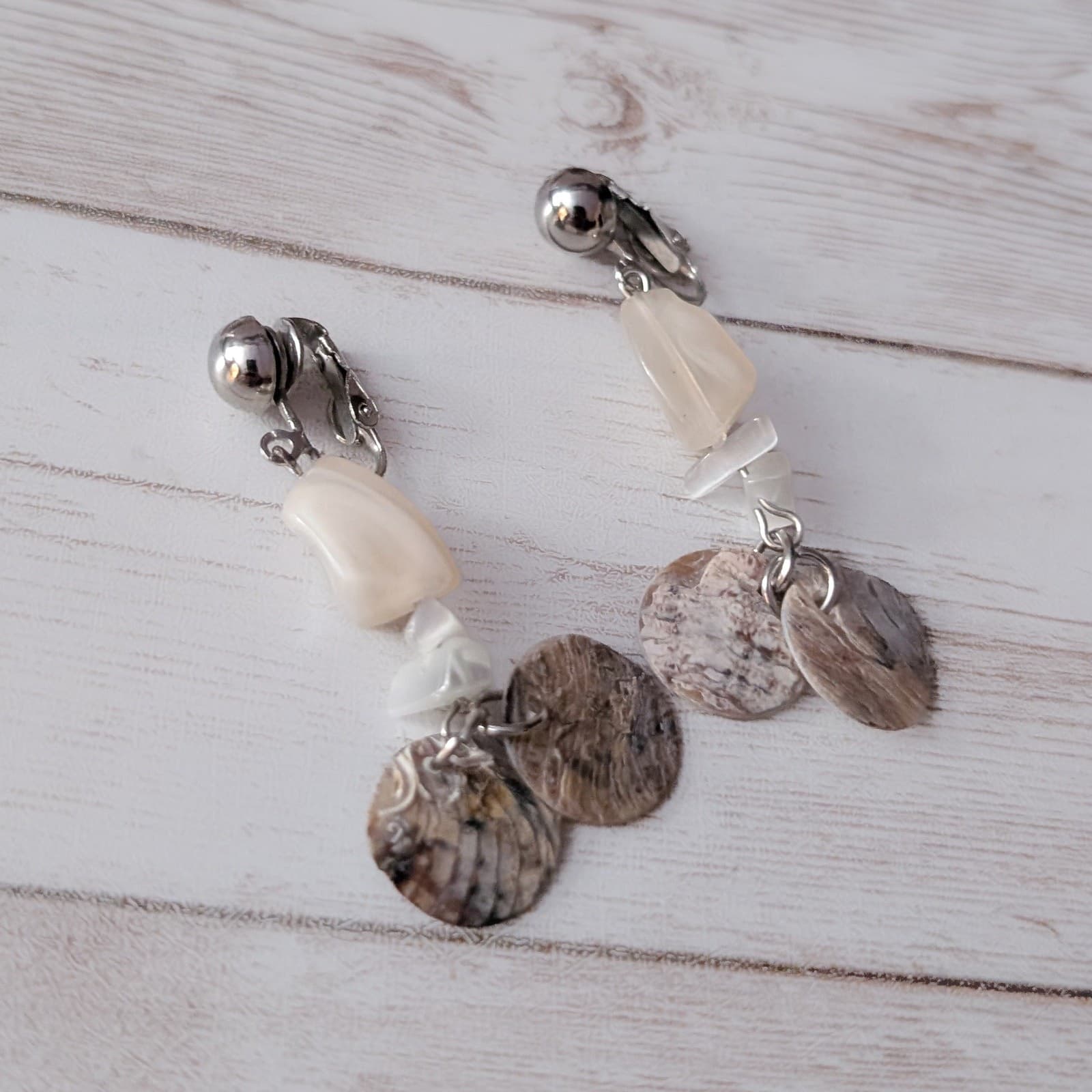 Vintage Clip On Earrings Long Shell? Statement Dangle