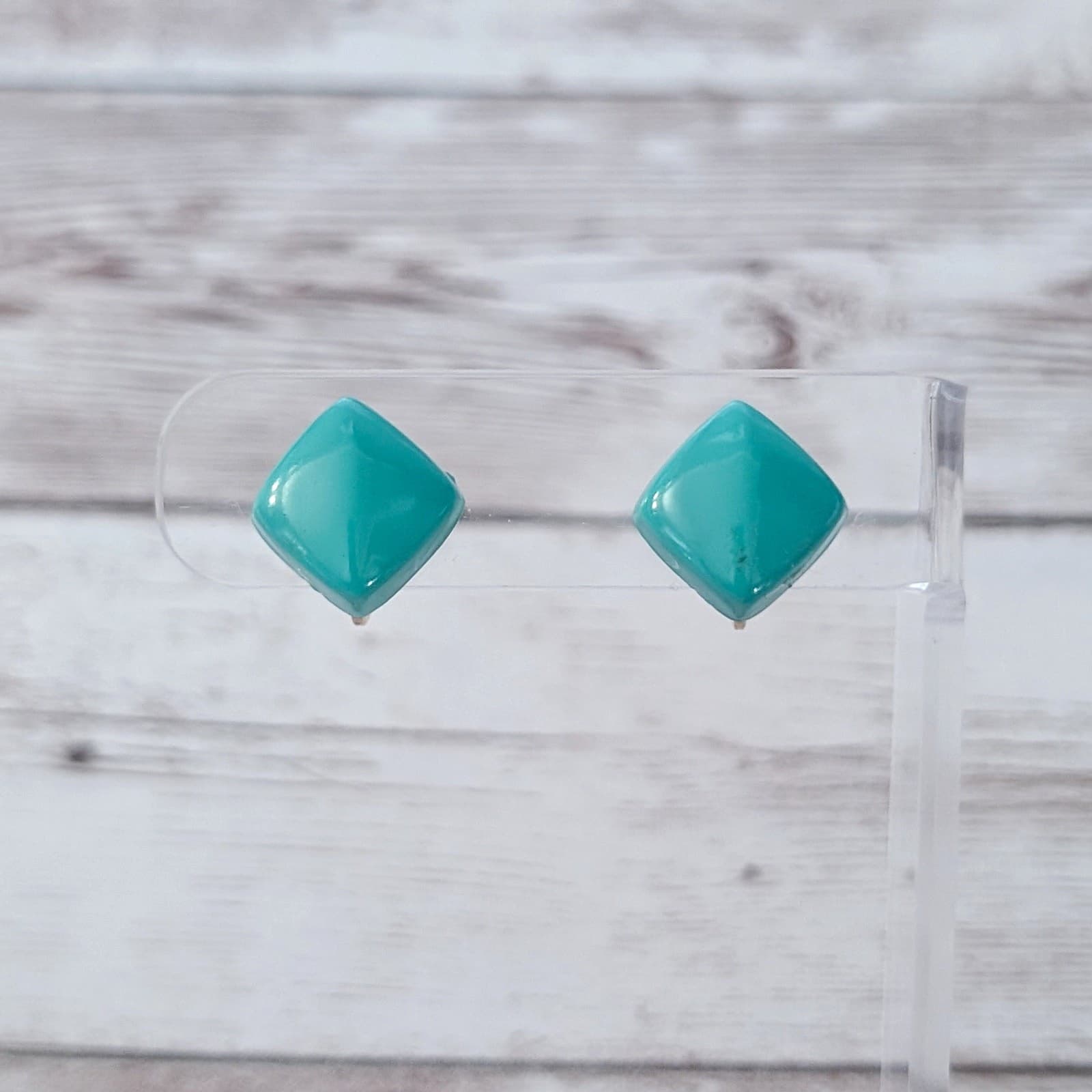 Vintage Clip On Earrings Dainty Turquoise Tone 5/8"