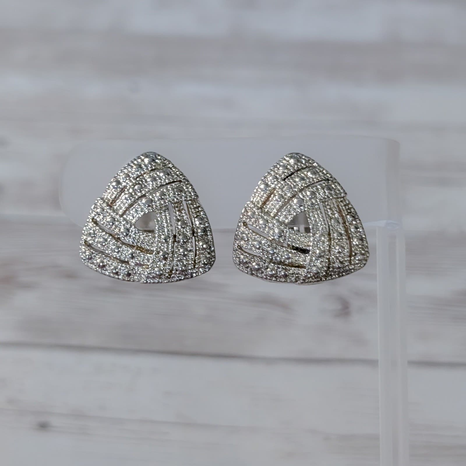 Vintage Clip On Earrings Statement Triangle Shape 7/8" Stylish
