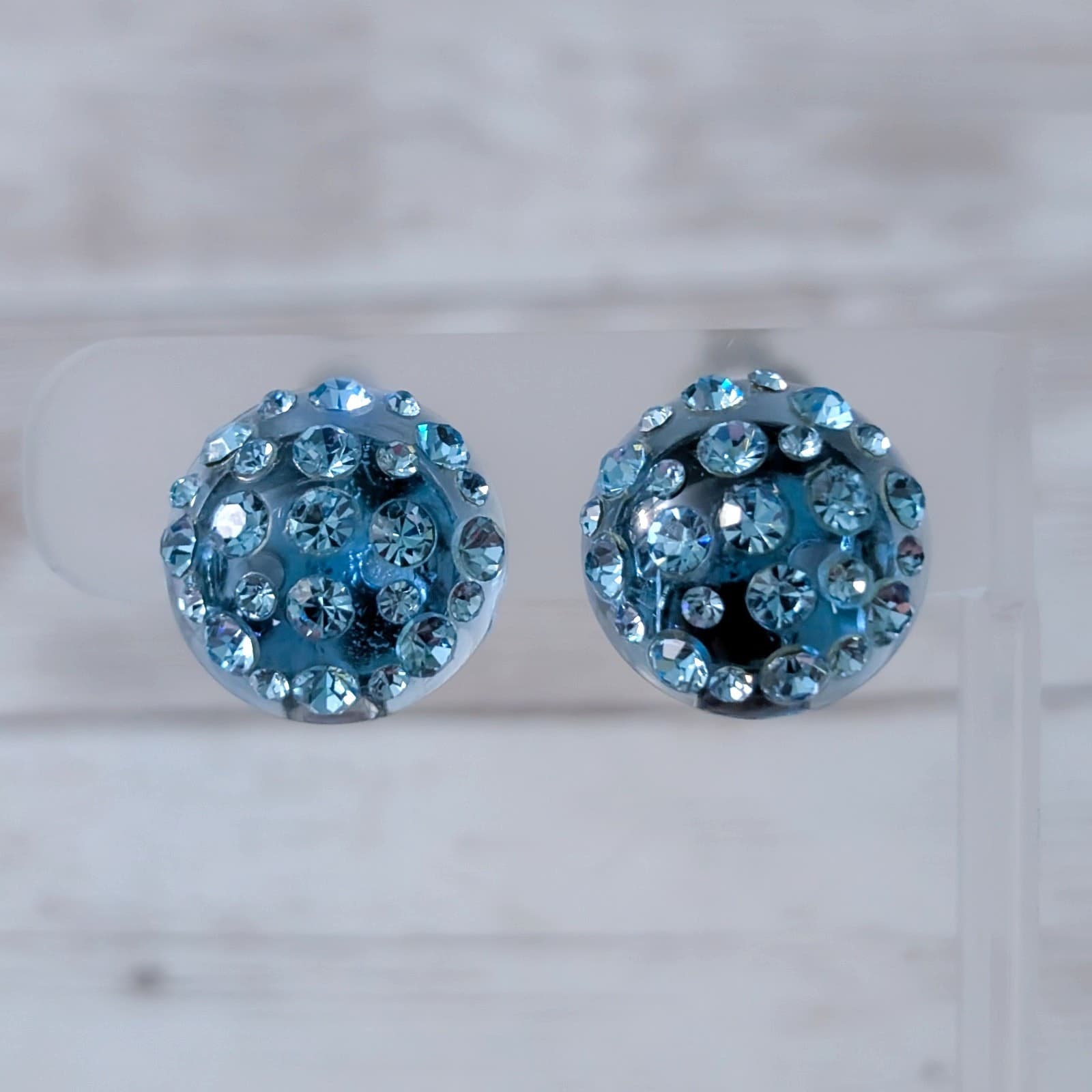 Vintage Clip On Earrings Blue with Blue Gems