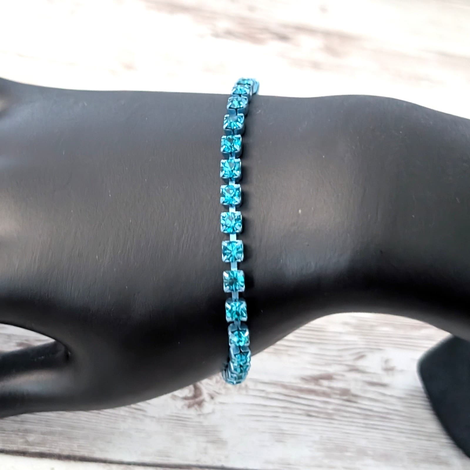 Blue Gem Tennis Bracelet - Dainty