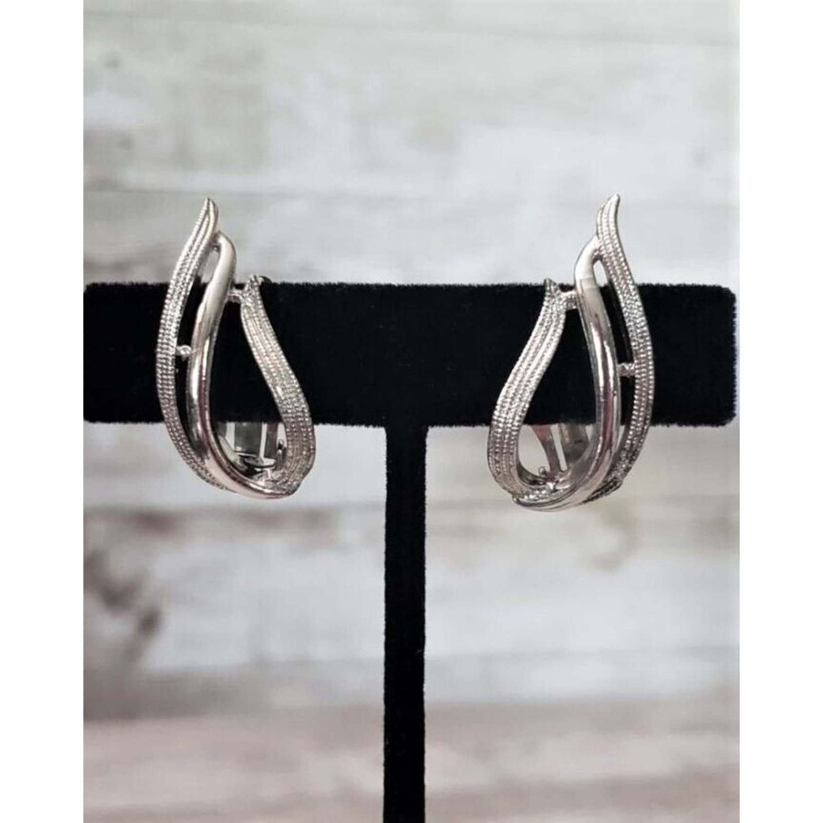 Vintage Sarah Coventry Clip On Earrings Fancy Silver Tone 1 & 3/8"