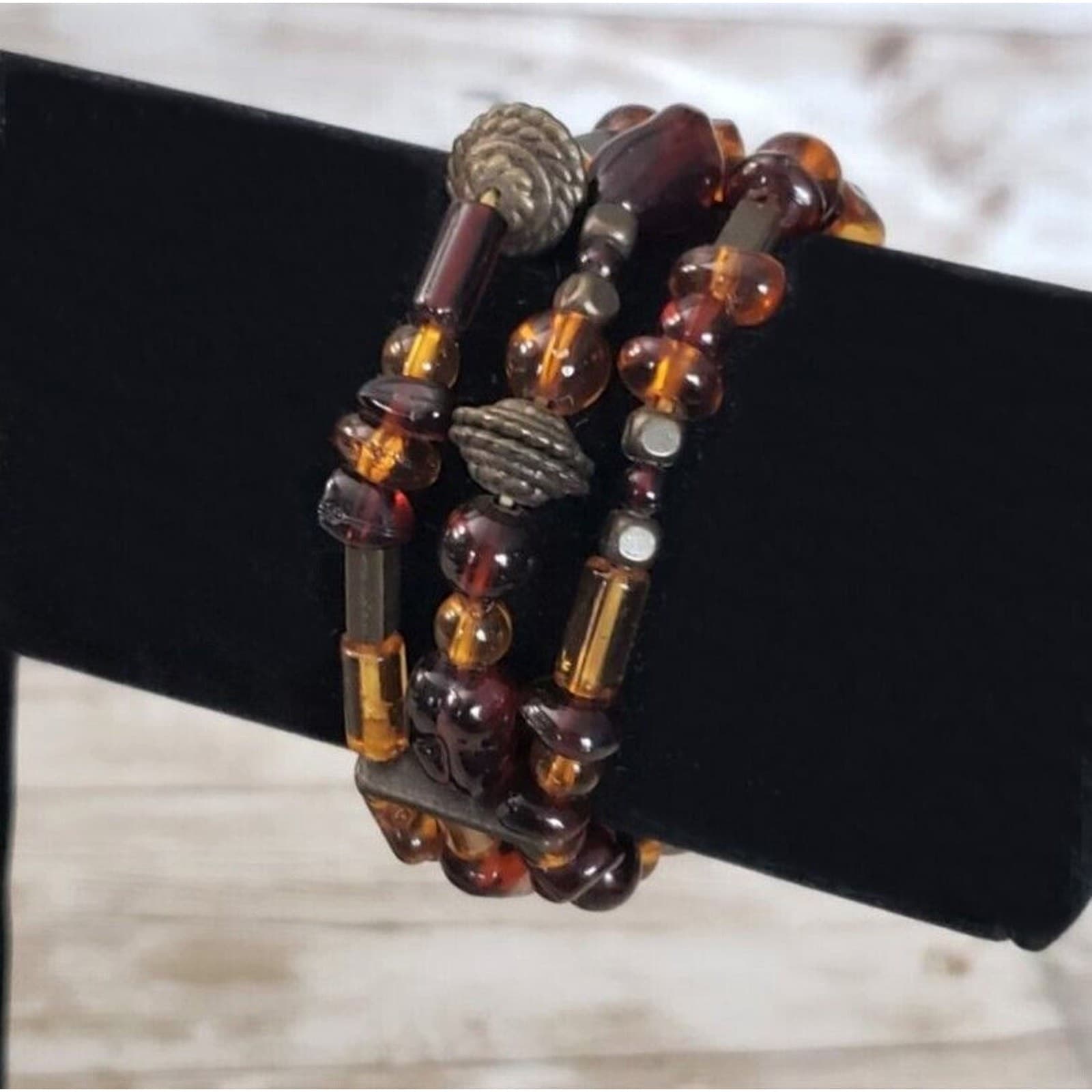Vintage Bracelet / Bangle - Amber Tones Multi Strand