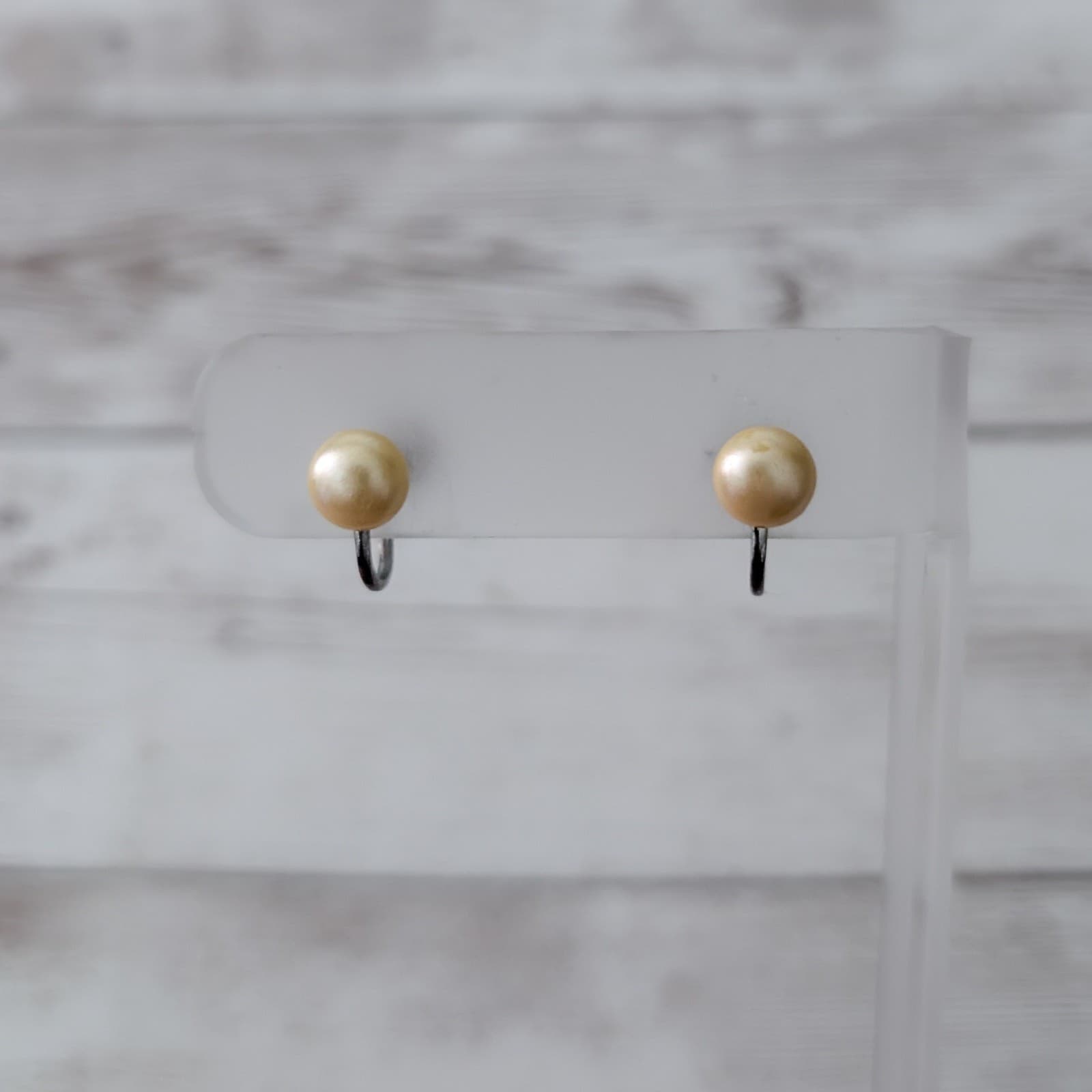 Vintage Screw On Earrings Dainty Yellow Cream Small