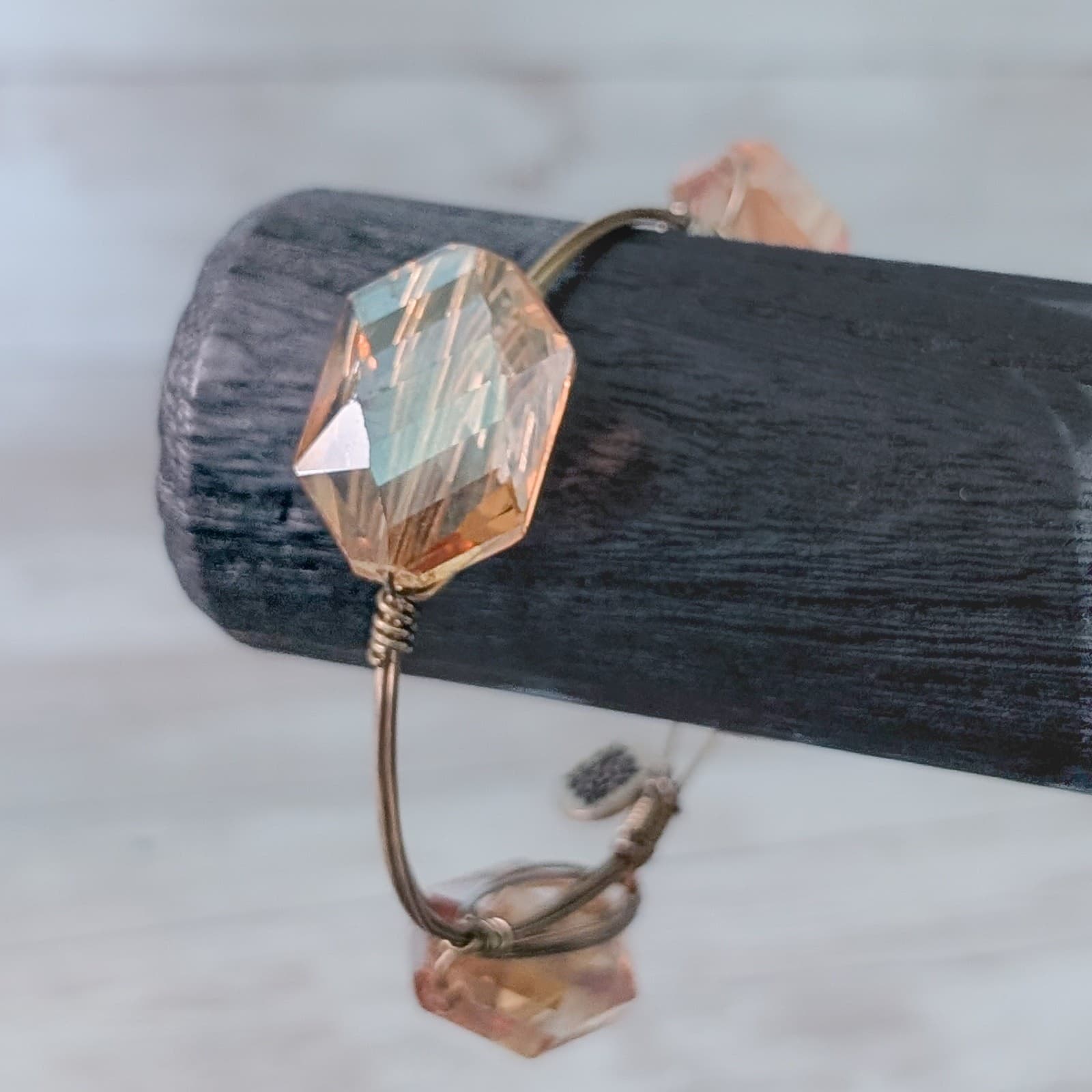 Gold Tone Bracelet with Dark Peach Accent Gems