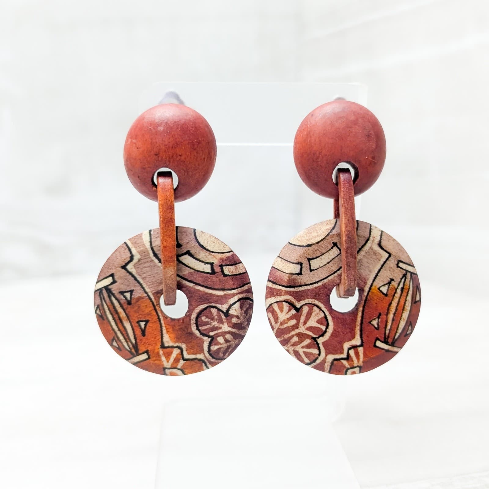 Vintage Clip On Earrings Extra Large 2.75" Statement Dangle Earrings Boho Vibes