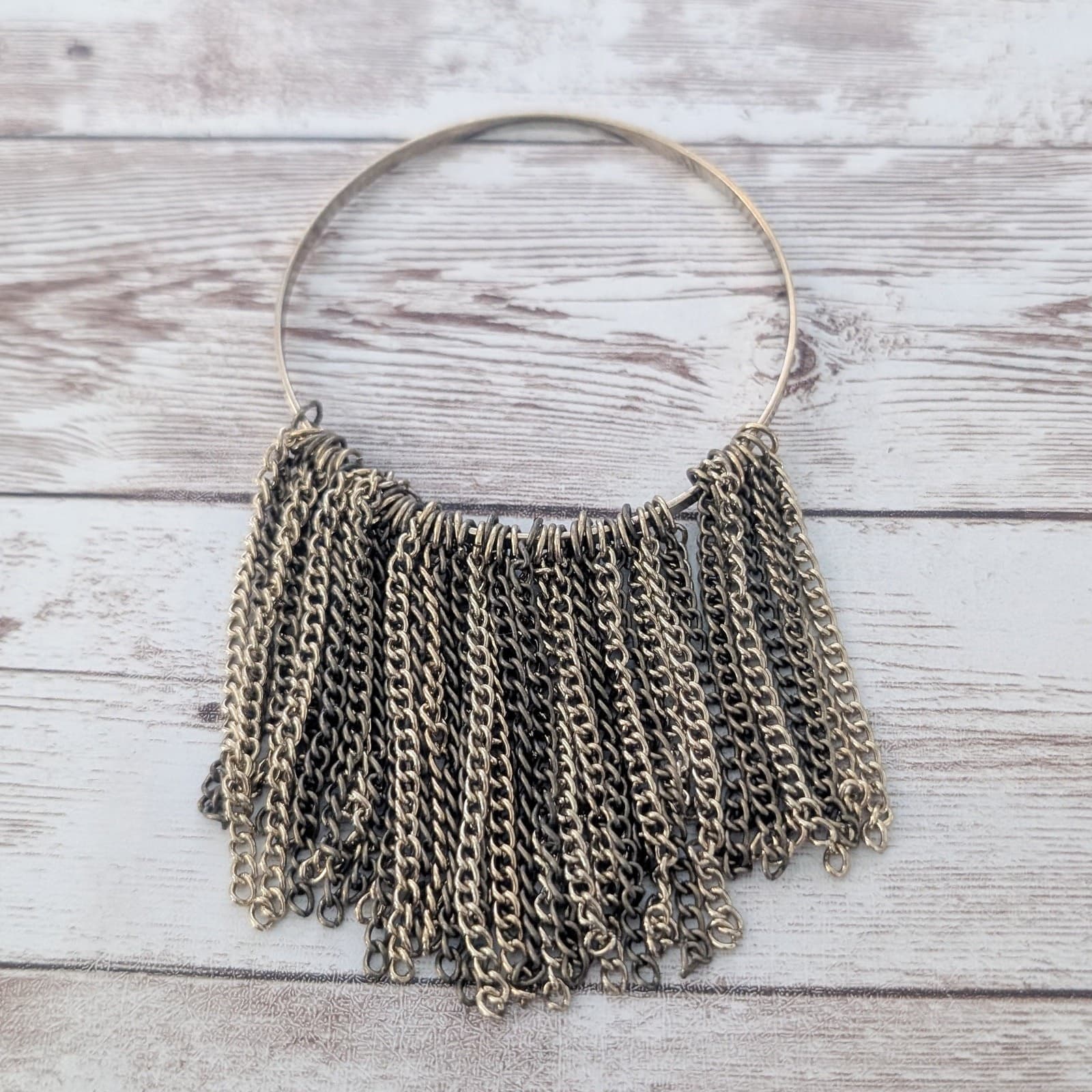 Vintage Bracelet Chain Dangle Statement Bangle 8.25"