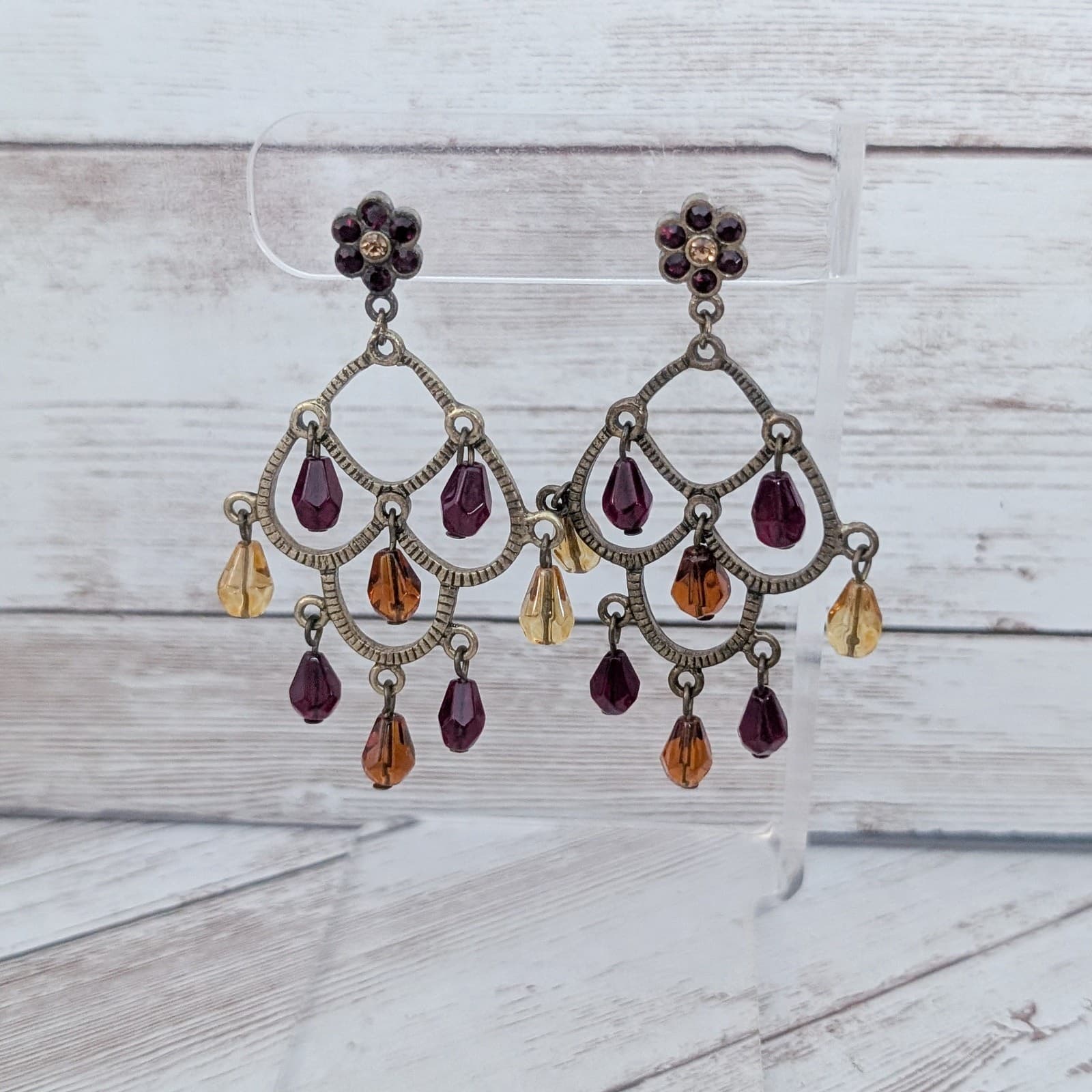 Vintage Stud Earrings Dangle Earrings with Fall Tones