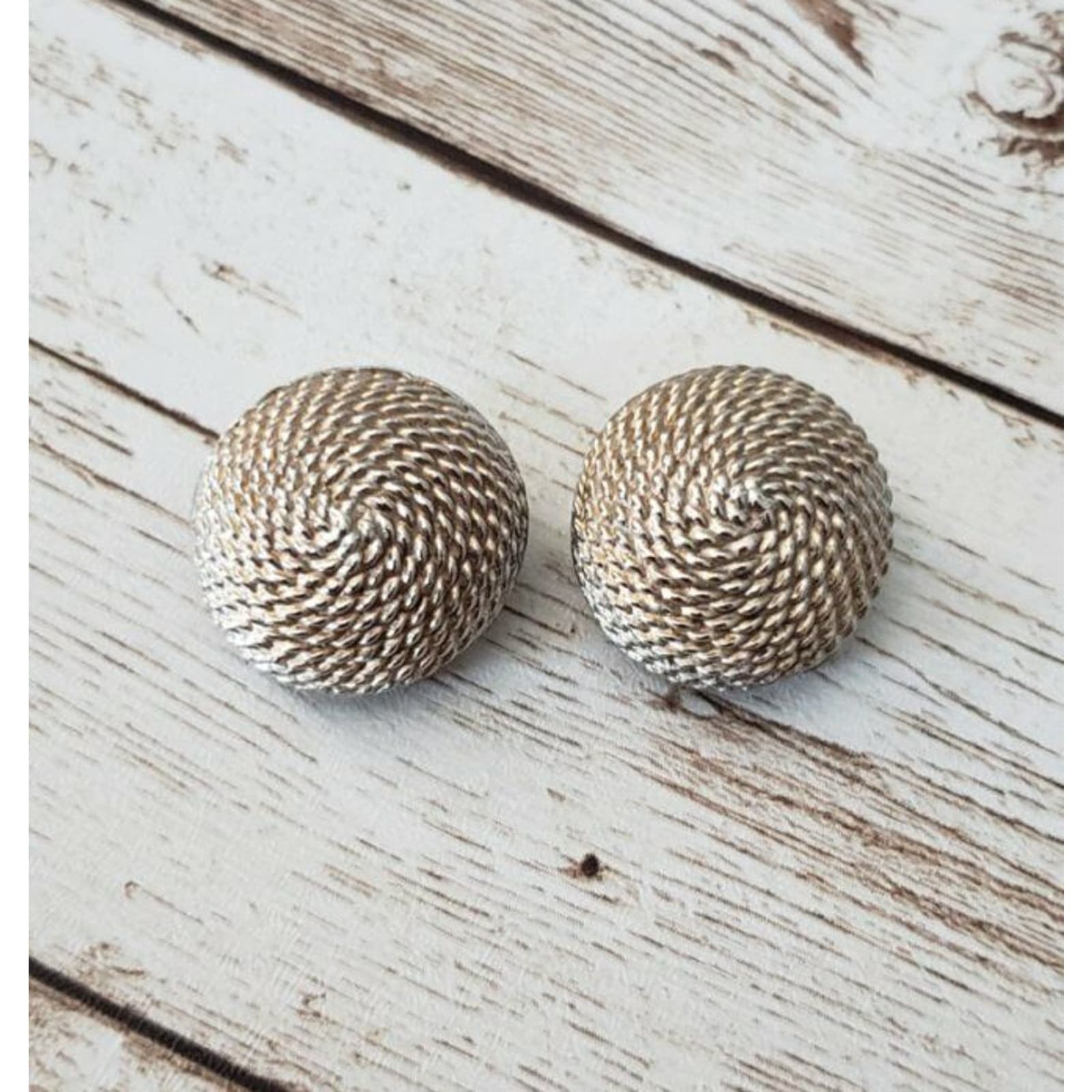 Vintage Clip On Earrings - Woven Spiral Earrings