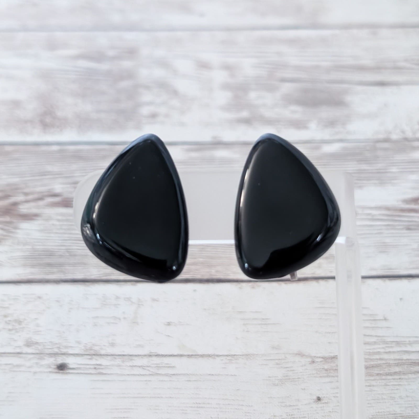 Vintage Clip On Earrings Retro Black