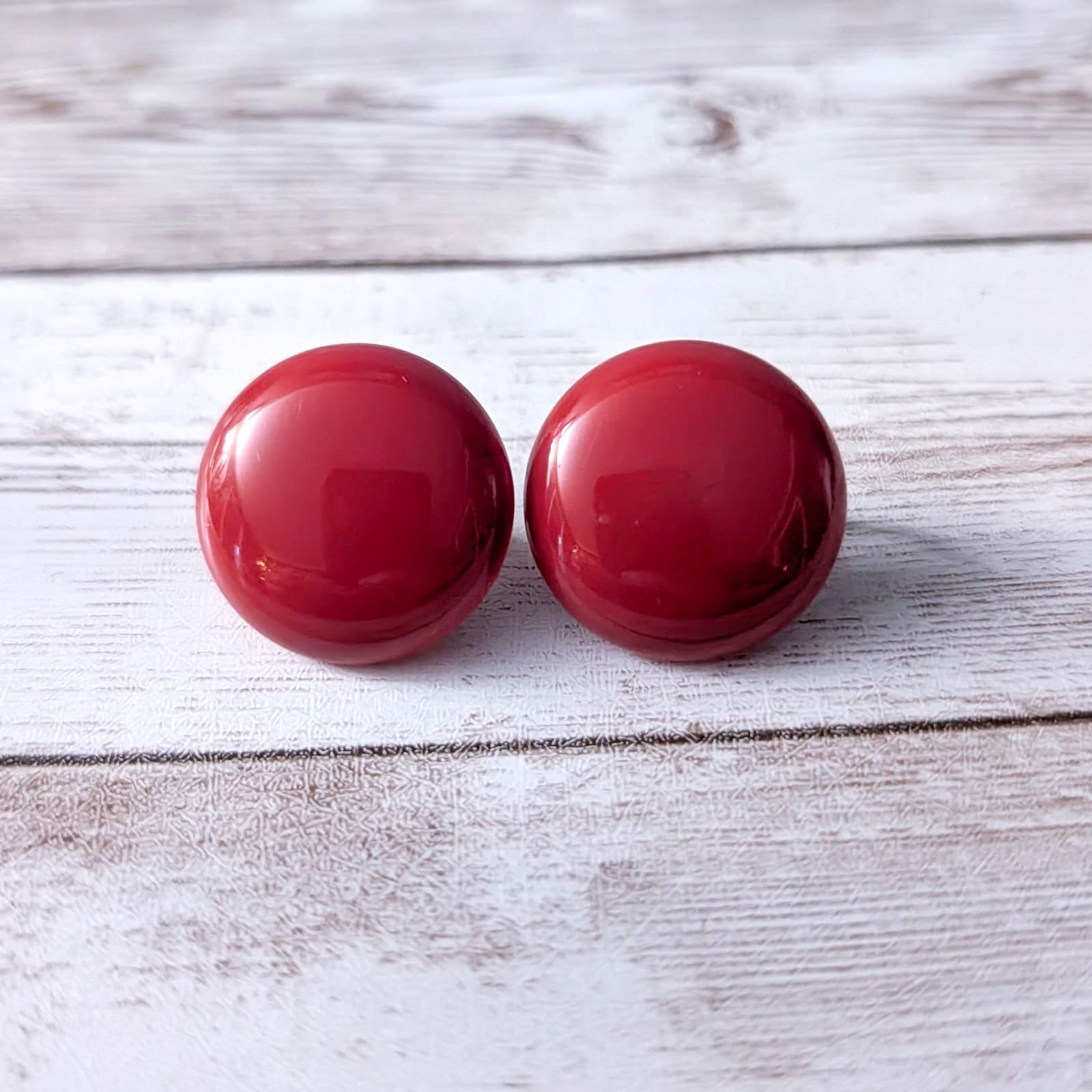 Vintage Clip On Earrings Retro Red Statement