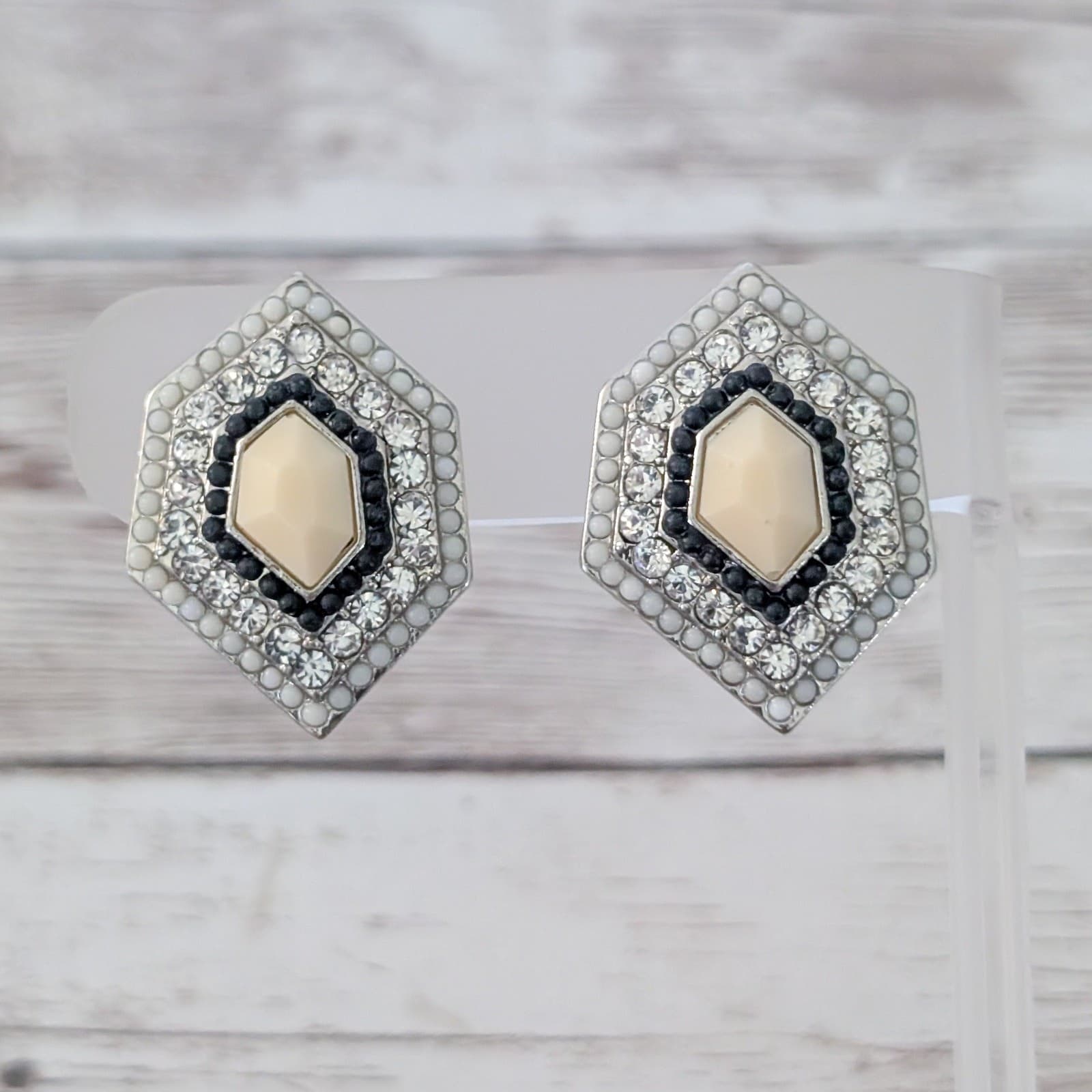Vintage Clip On Earrings Statement Unusual Shape Large Retro