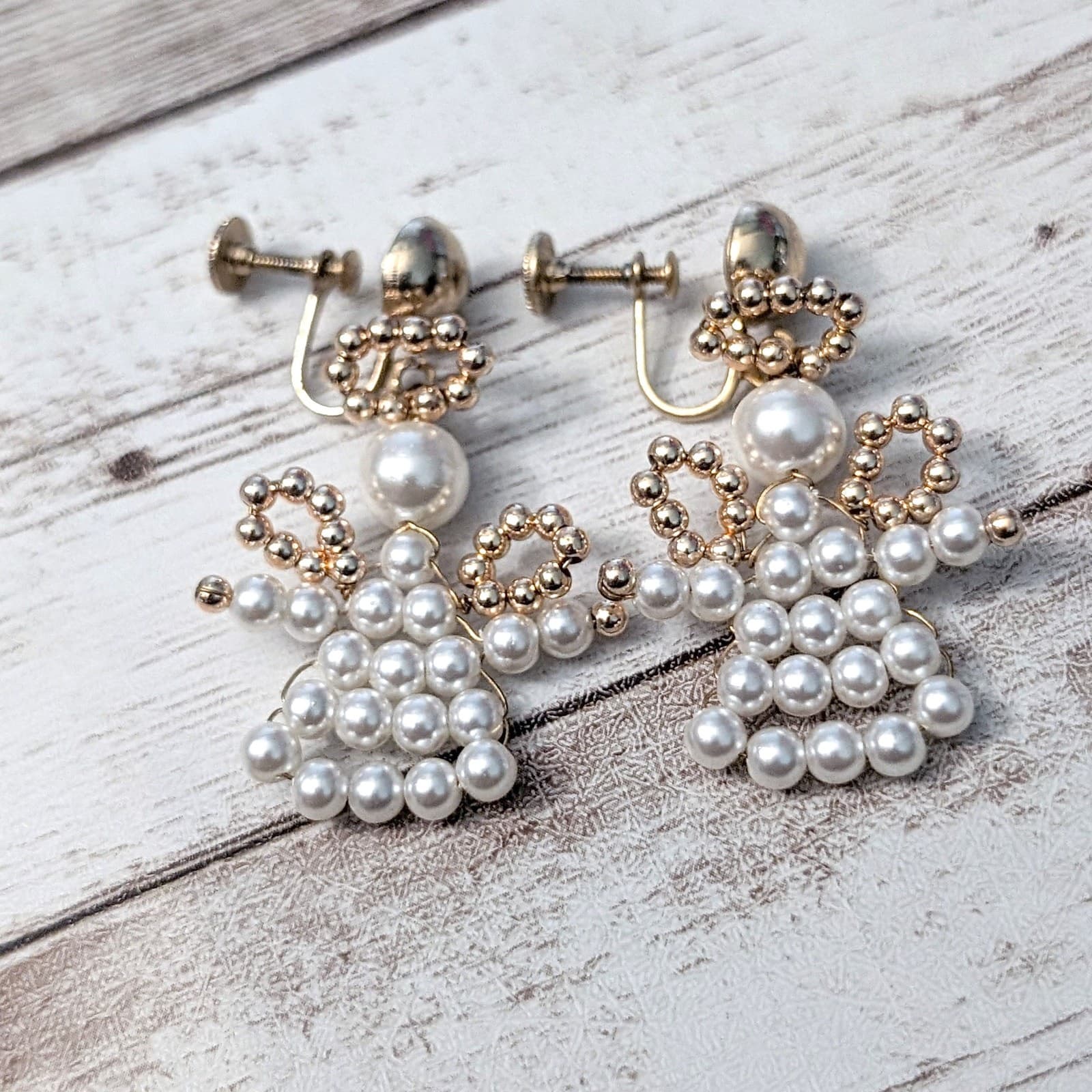 Vintage Screw On Earrings - Angel Dangle Large