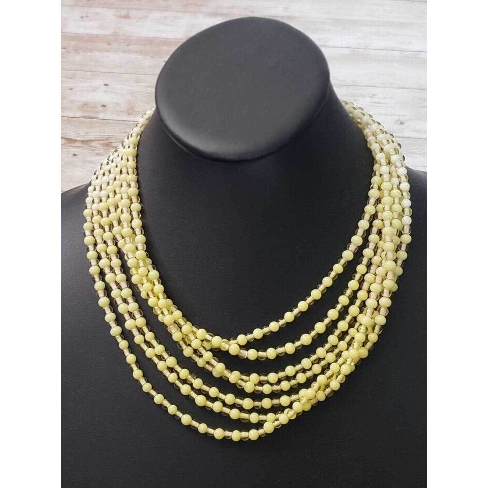 Vintage Necklace Multi Strand Shades of Yellow