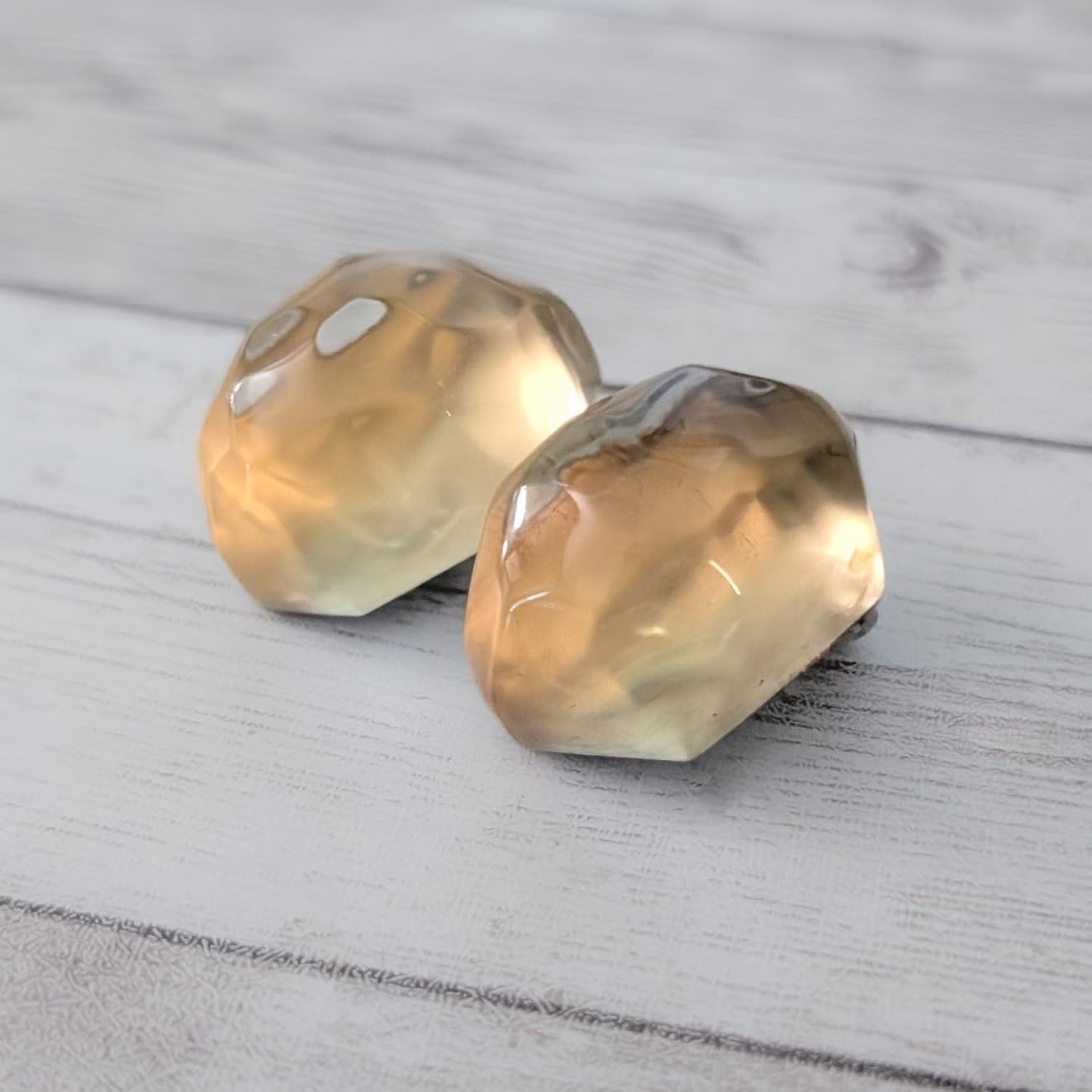 Vintage Clip On Earrings Unusual Translucent Large Statement