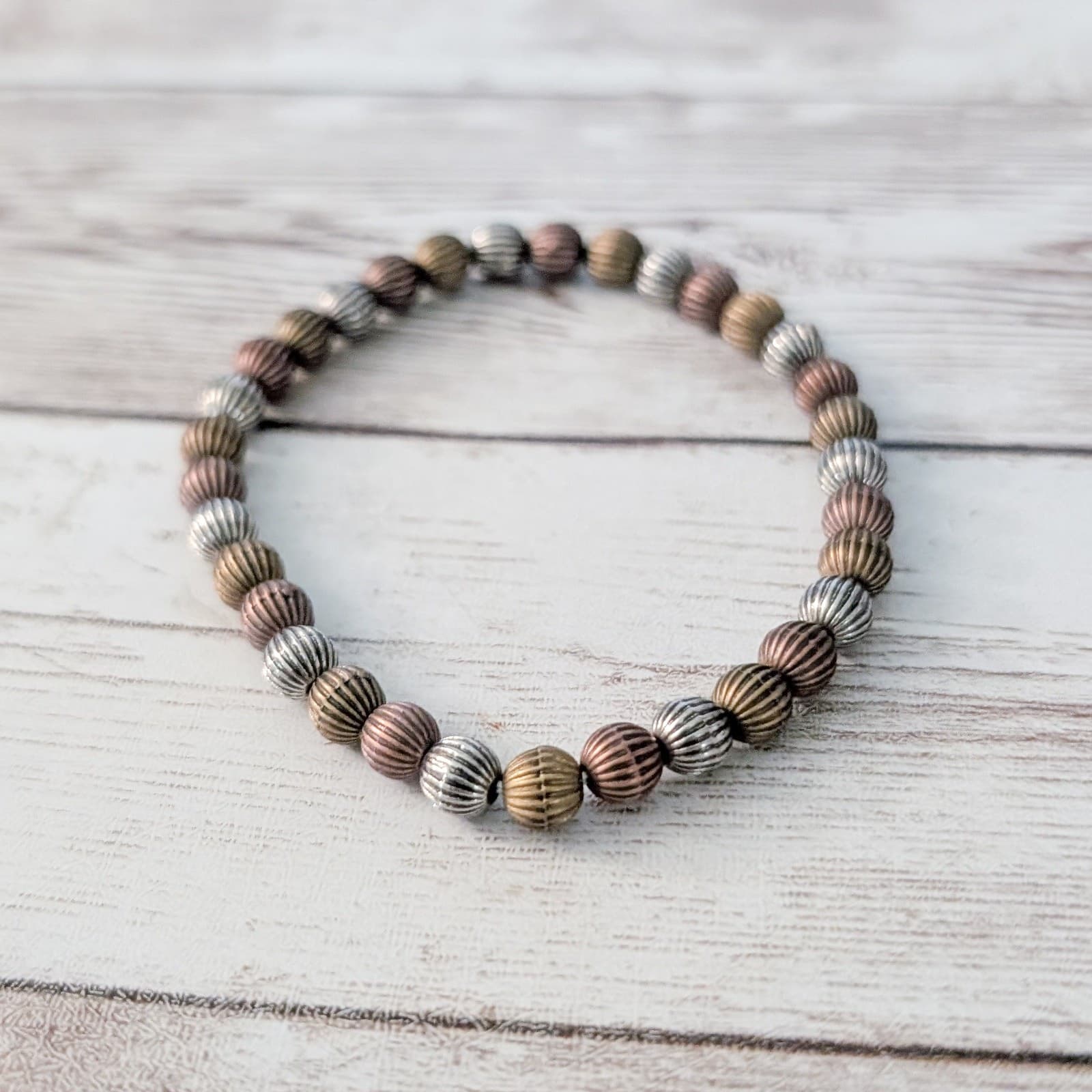 Vintage Tri Color Balls Stretch Bracelet
