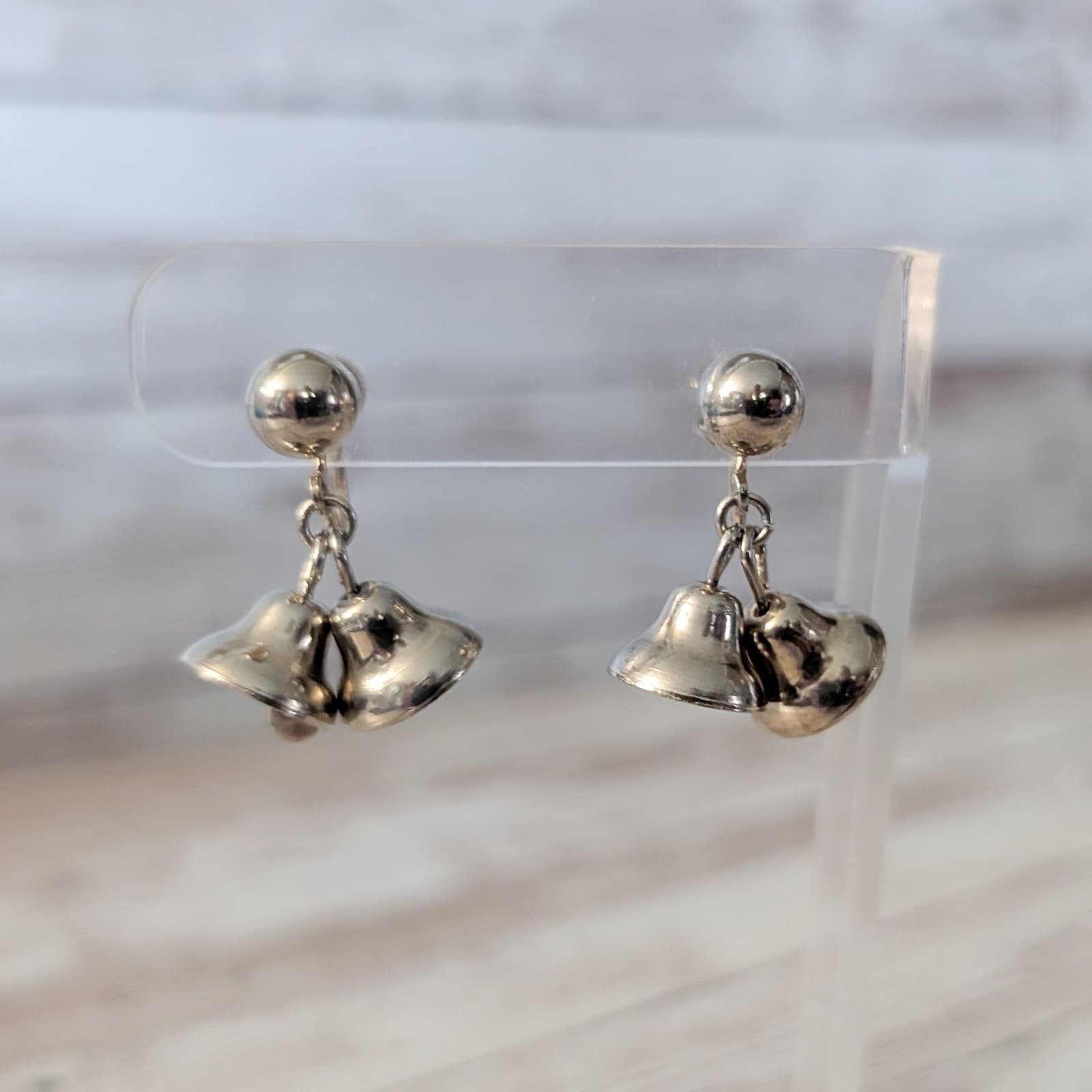 Vintage Screw Back Earrings Gold Tone Bells Dangle